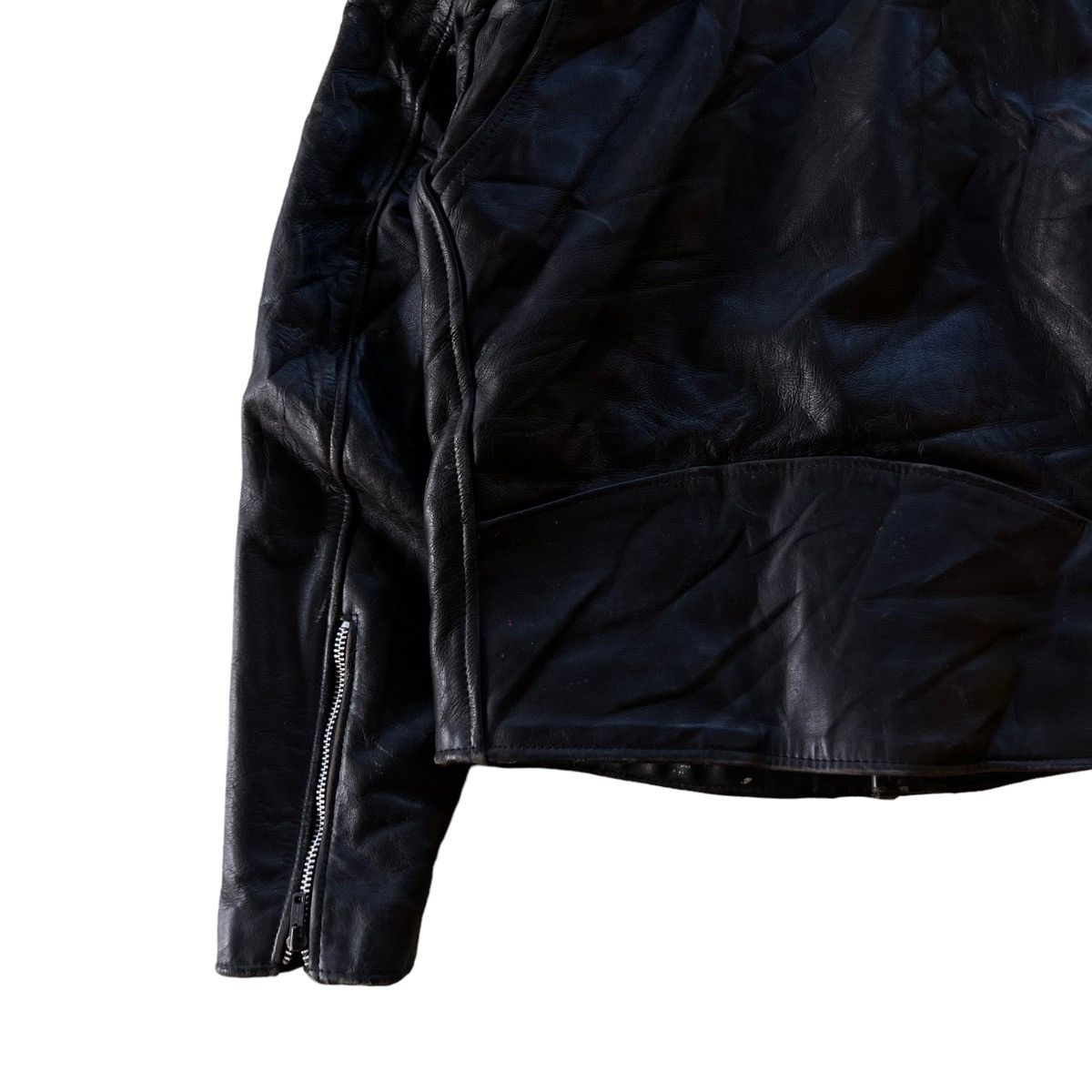 Vintage 🔥VTG LEATHER BIKER JACKET DOUBLE BREAST PROTECH APPAREL Size US M / EU 48-50 / 2 - 10 Thumbnail