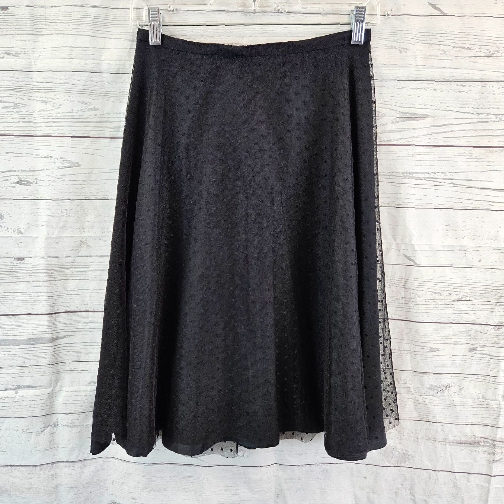 Neiman Marcus VINTAGE Neiman Marcus Womens Skirt Black Polka Dot Nylon Zip Knee Length A-Line Size 4 Womens Size 27" / US 4 / IT 40 - 2 Thumbnail