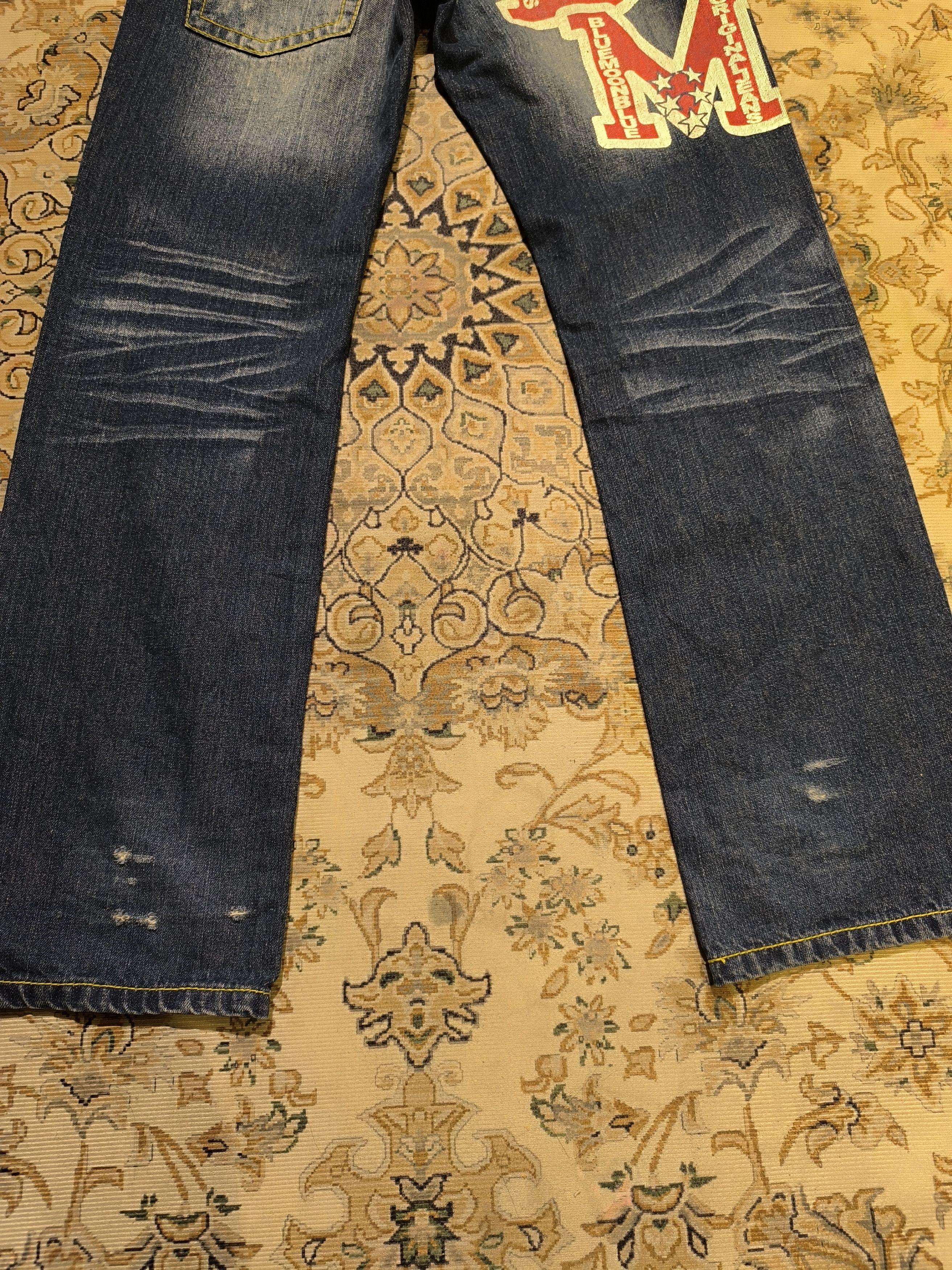 Japanese Brand BLUEMOONBLUE BIG SPELL OUT JEANS Size US 33 - 6 Thumbnail