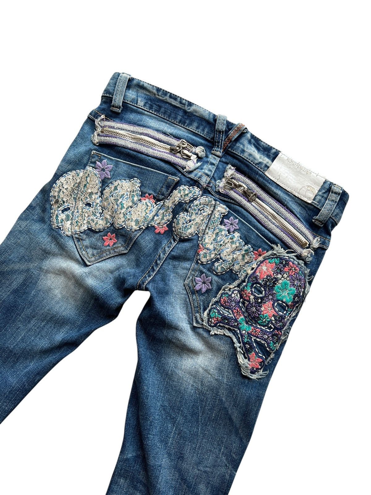 Japanese Brand 2000s Red Pepper Low Rise Embroidery Slim Flare Jeans Size US 30 / EU 46 - 9 Thumbnail