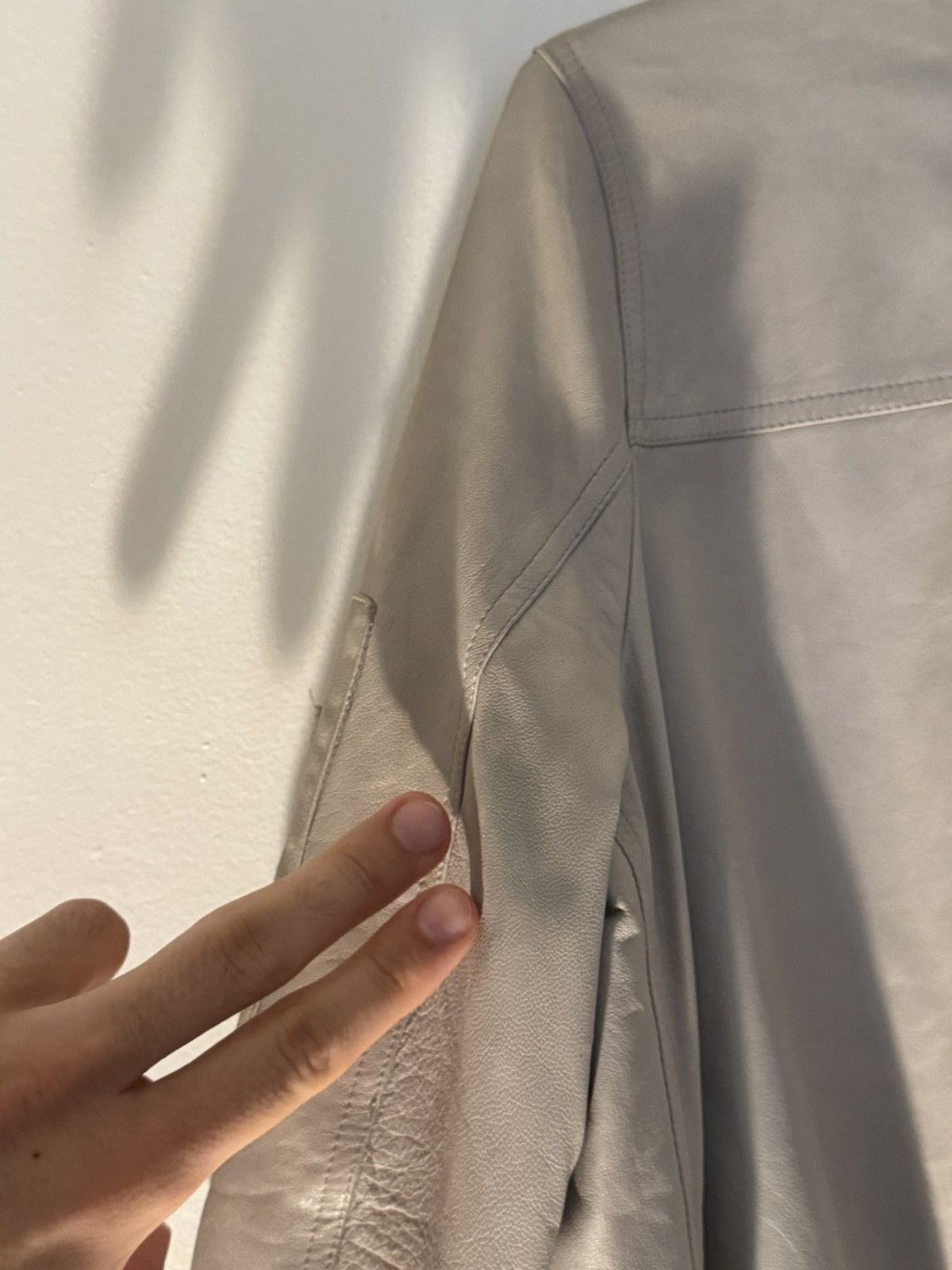 Rick Owens S Lamb leather / virgin wool bomber jacket in Pearl Size S / US 4 / IT 40 - 17 Thumbnail