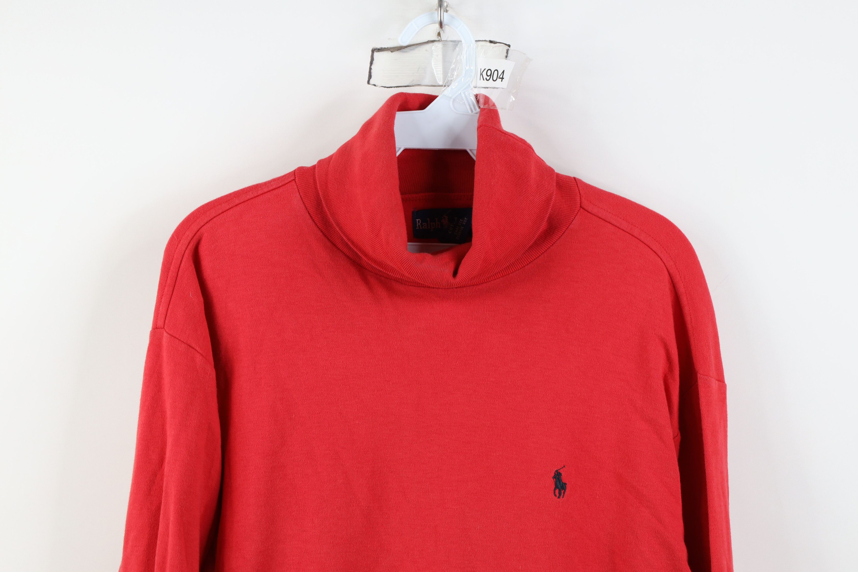Ralph Lauren Vintage 80s 90s Ralph Lauren Cotton Turtleneck T-Shirt Red Size US M / EU 48-50 / 2 - 2 Thumbnail