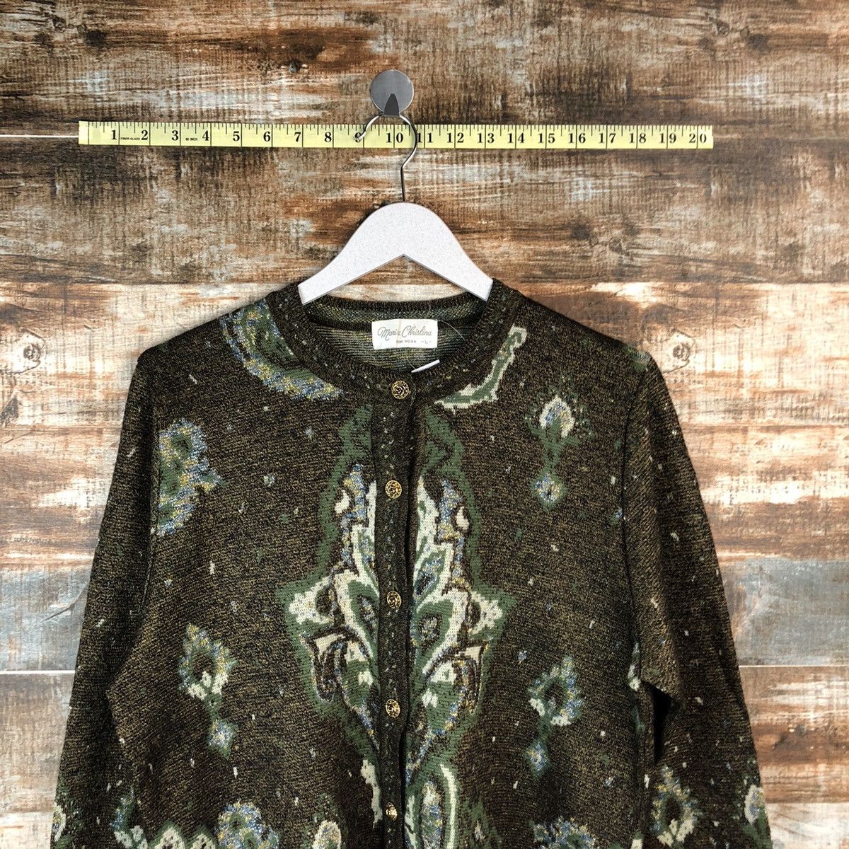 Japanese Brand × Vintage Manissa Christian vintage Brown Patterned Cardigans #A1339 Size L / US 10 / IT 46 - 5 Thumbnail