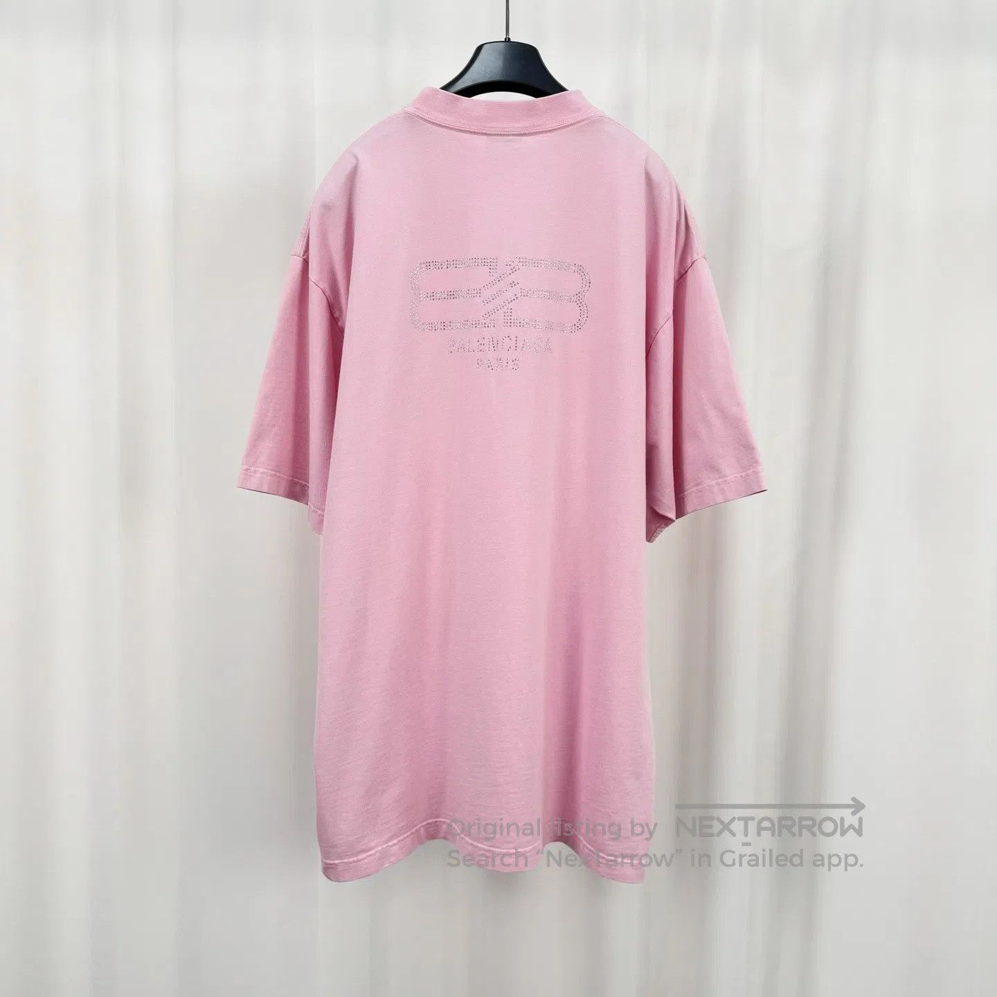 Balenciaga Balenciaga Pink Back Crystal Letter Short Sleeve T-Shirt| Size M / US 6-8 / IT 42-44 - 1 Thumbnail