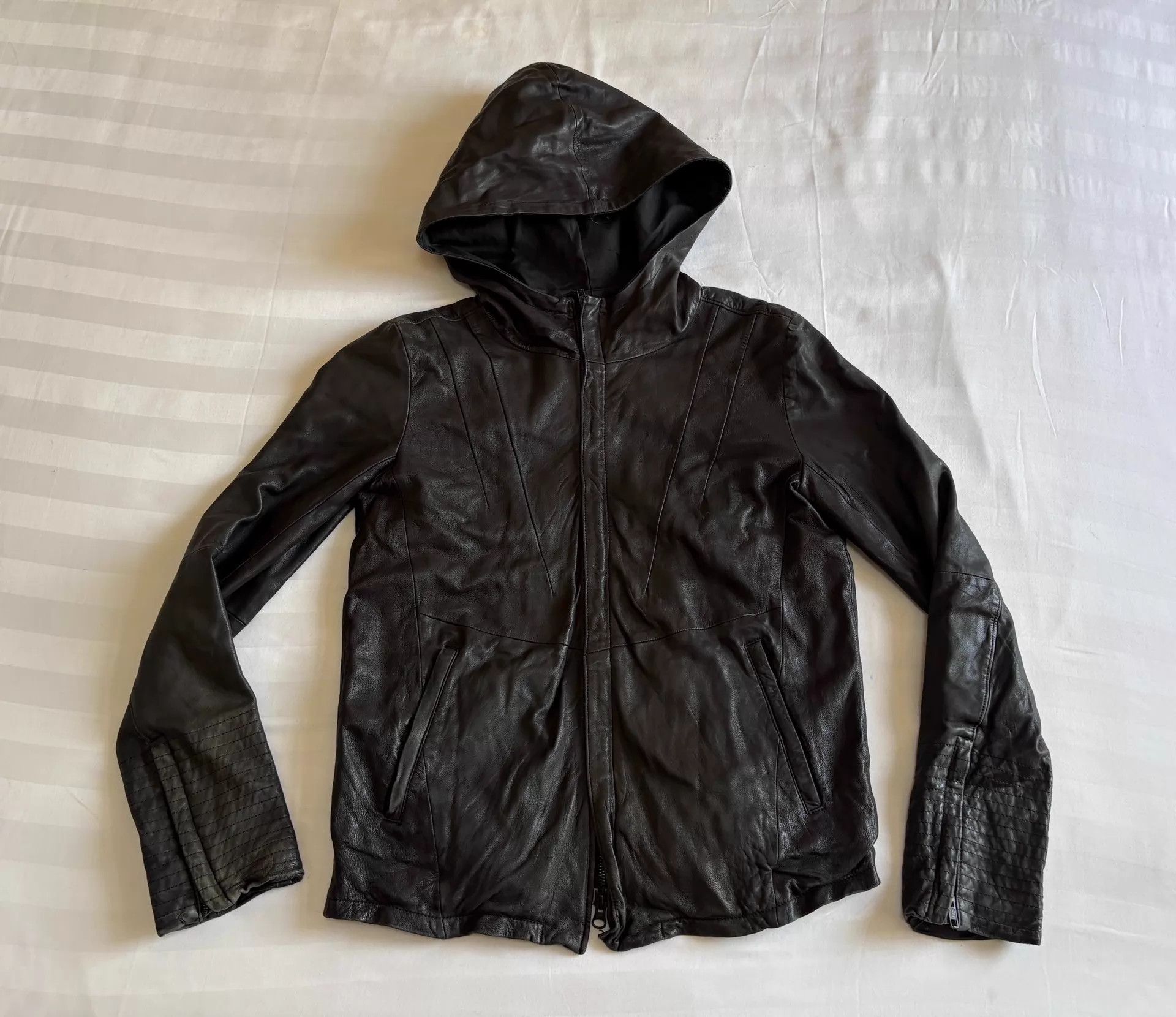 Ekam Ekam Japanese Vintage Lambskin Pleated Leather Jacket XS-S Size US XS / EU 42 / 0 - 3 Thumbnail