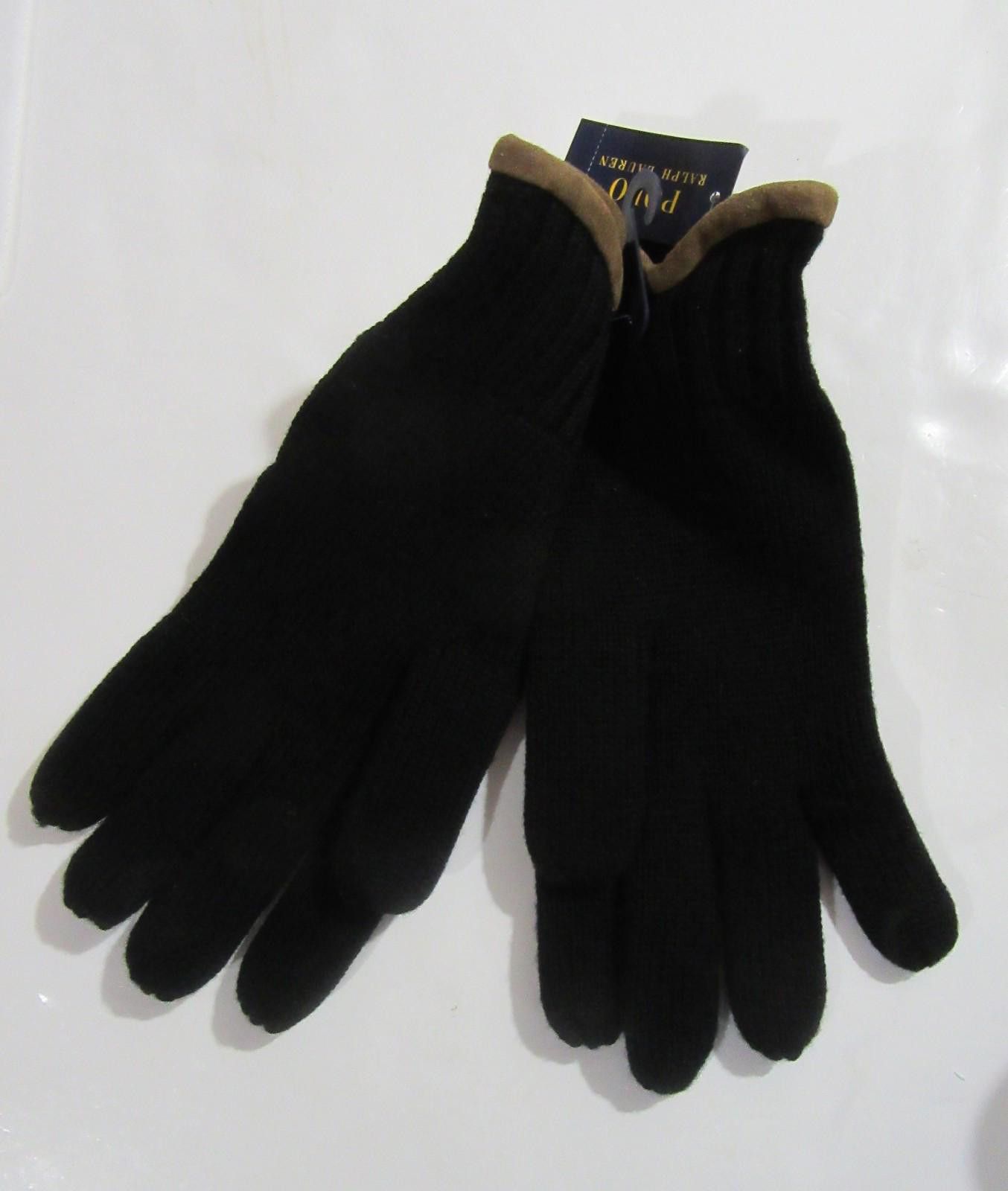 Polo Ralph Lauren Polo Ralph Mens Merino Wool Knit Gloves Black One Size NWT Size ONE SIZE - 3 Thumbnail