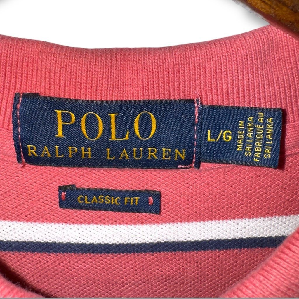 Polo Ralph Lauren Polo Ralph Lauren Salmon Red & White Pique Polo Shirt Size L Size US L / EU 52-54 / 3 - 2 Thumbnail