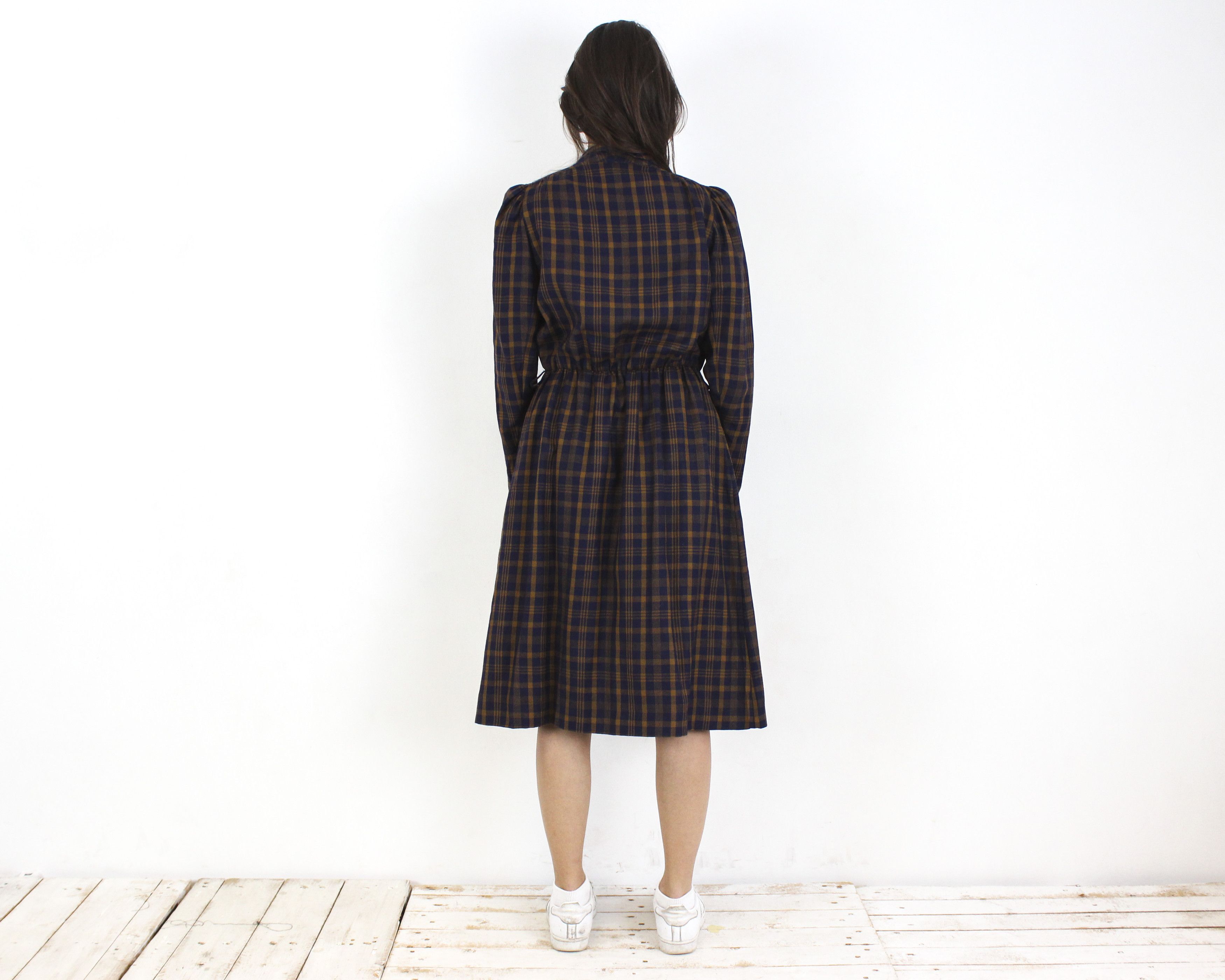 Other × Vintage Womens M Tartan Pattern Button Up 3/4 Sleeve Dress Summer Size M / US 6-8 / IT 42-44 - 3 Thumbnail
