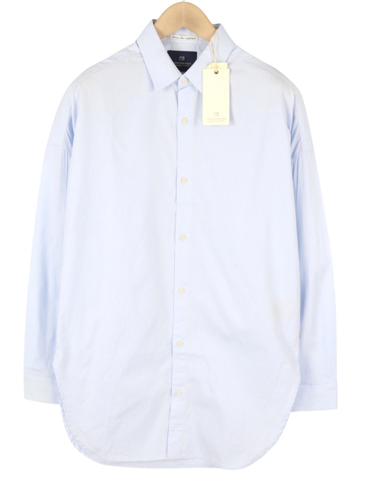 Scotch & Soda M Light Blue Cotton Long Fit Button-Up Shirt 89101 Size US M / EU 48-50 / 2 - 2 Thumbnail