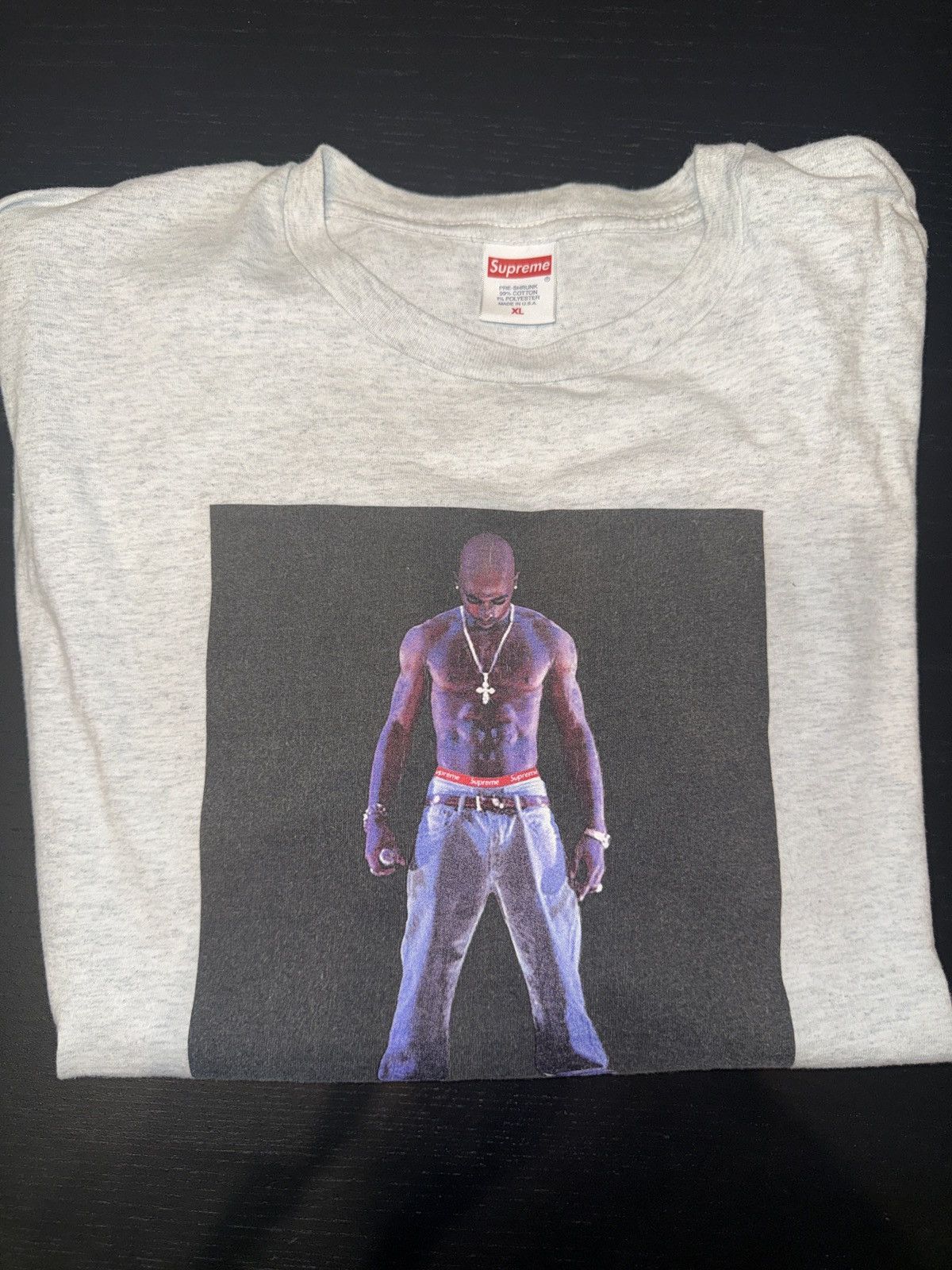 Supreme Tupac Photo Tee Heather Grey Size XL