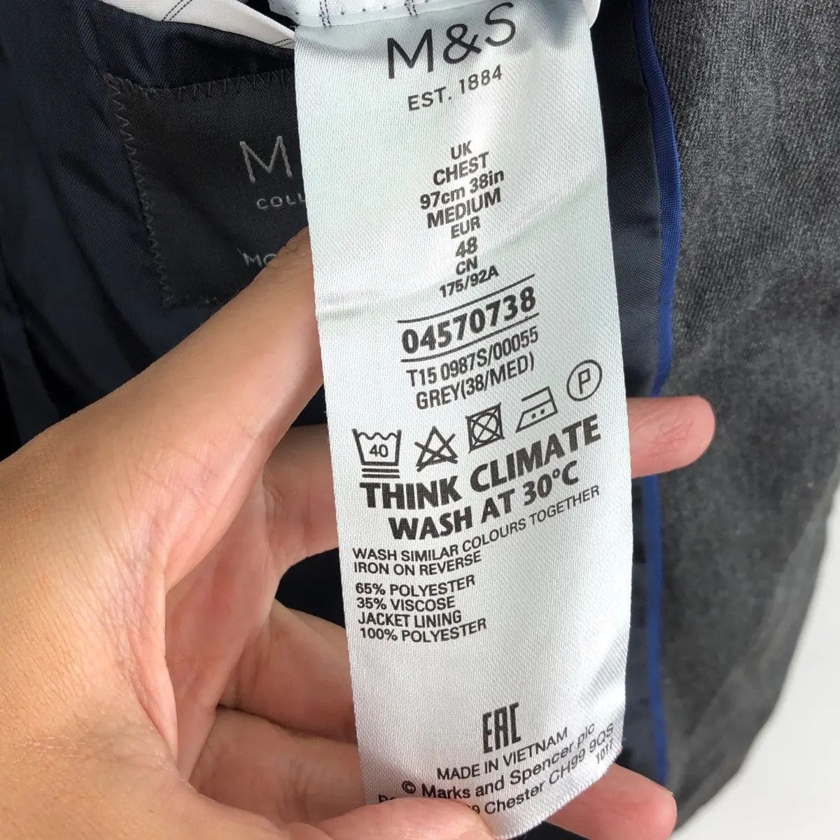 Marks & Spencer Vtg MARKS & SPENCER Collection Modern Slim Blazer Sport Coat Size 36R - 9 Thumbnail