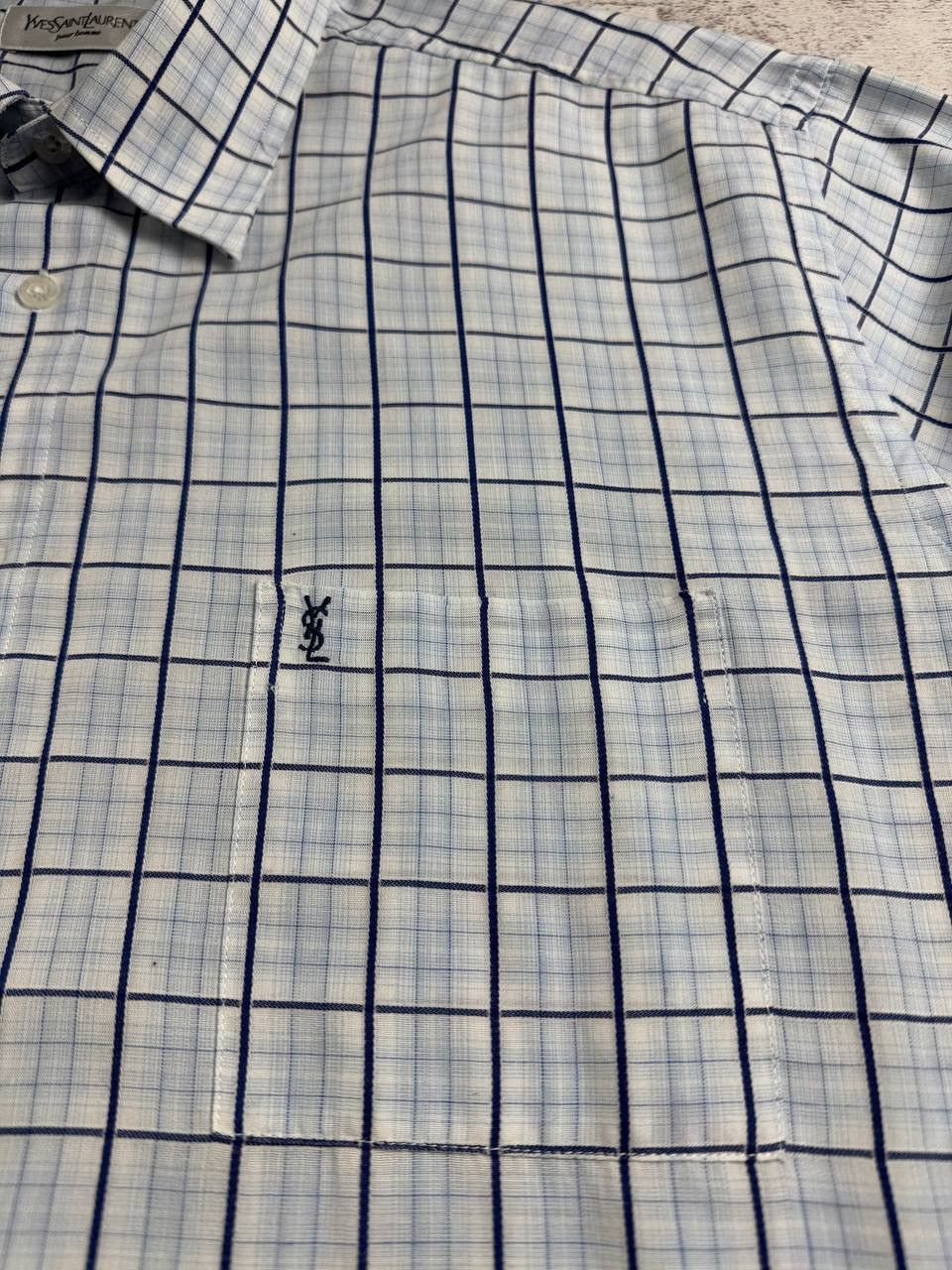 Yves Saint Laurent Yves Saint Laurent YSL Paris Blue Men’s XL Size Checked Basic Button Blank Shirt Size US XL / EU 56 / 4 - 8 Thumbnail