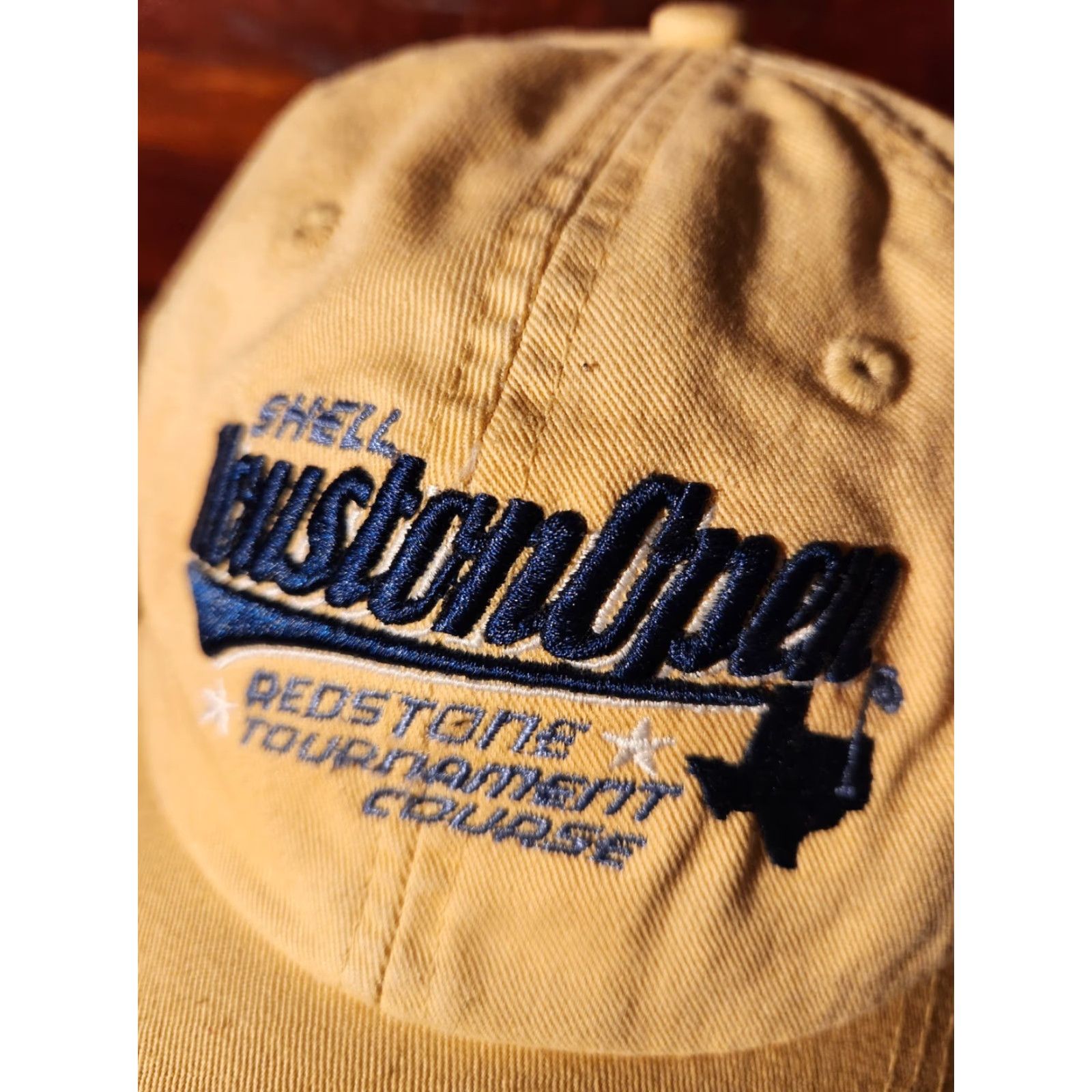 Vintage Ahead Shell Houston Open Golf Redstone Tournament Adjustable Yellow Hat Cap Size ONE SIZE - 2 Thumbnail
