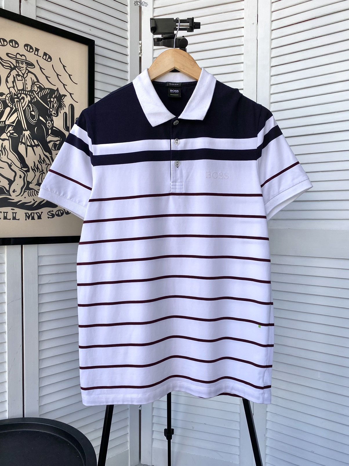 Hugo Boss Hugo Boss Stripped Polos Tee Shirt Green Series Size US L / EU 52-54 / 3 - 1 Thumbnail