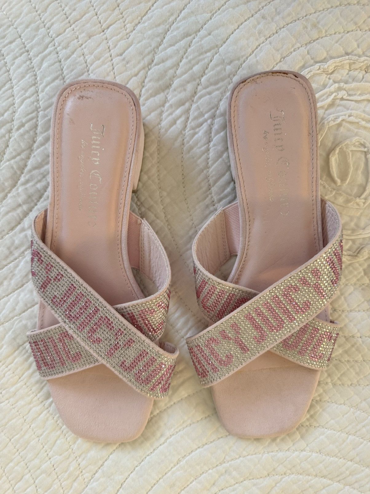 Juicy Couture Juicy Couture Zarie Pink Rhinestone Slide Sandals Size 7.5 Size US 7.5 / IT 37.5 - 2 Thumbnail