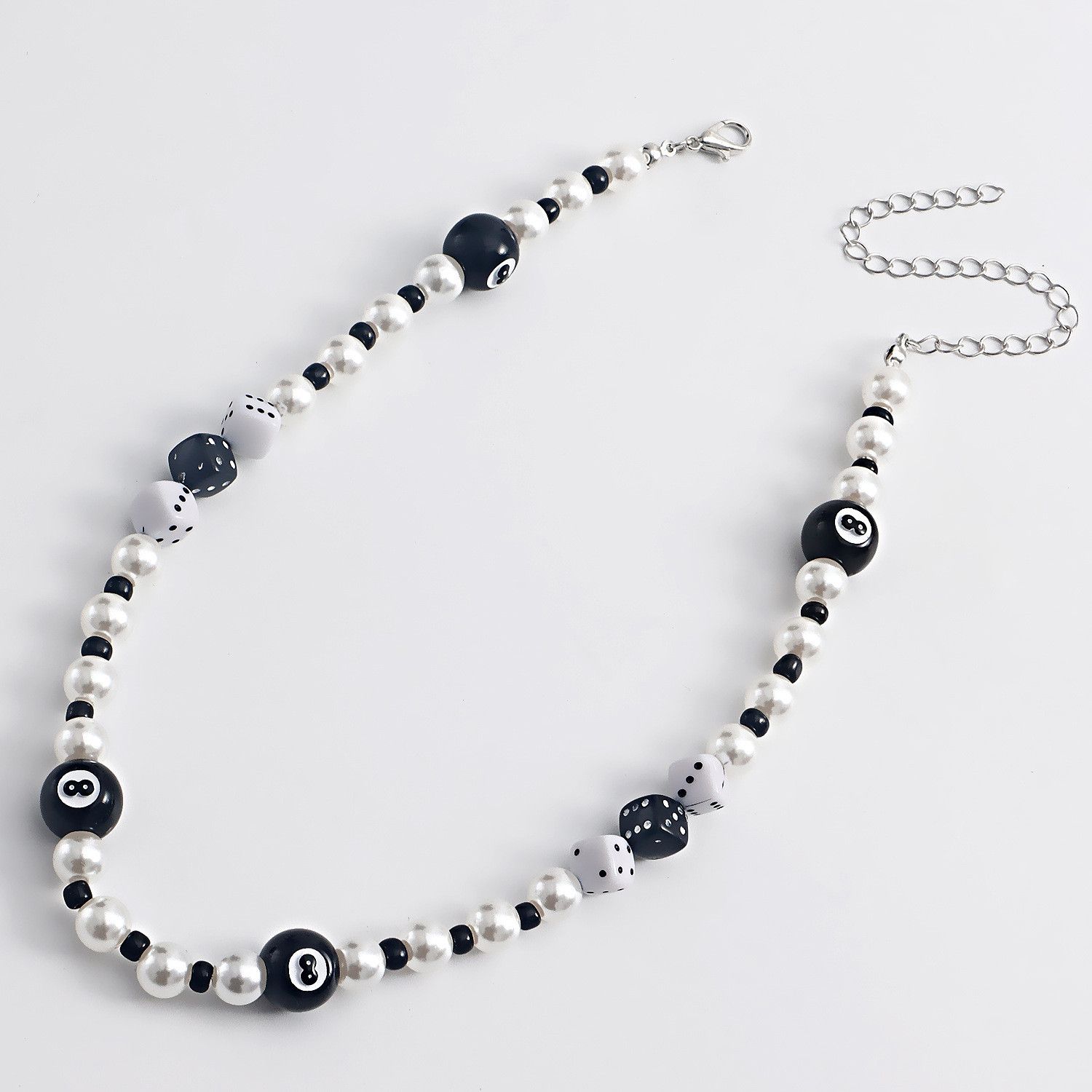 Jewelry Black Billiard Dice Pearl Necklaces Size ONE SIZE - 5 Thumbnail