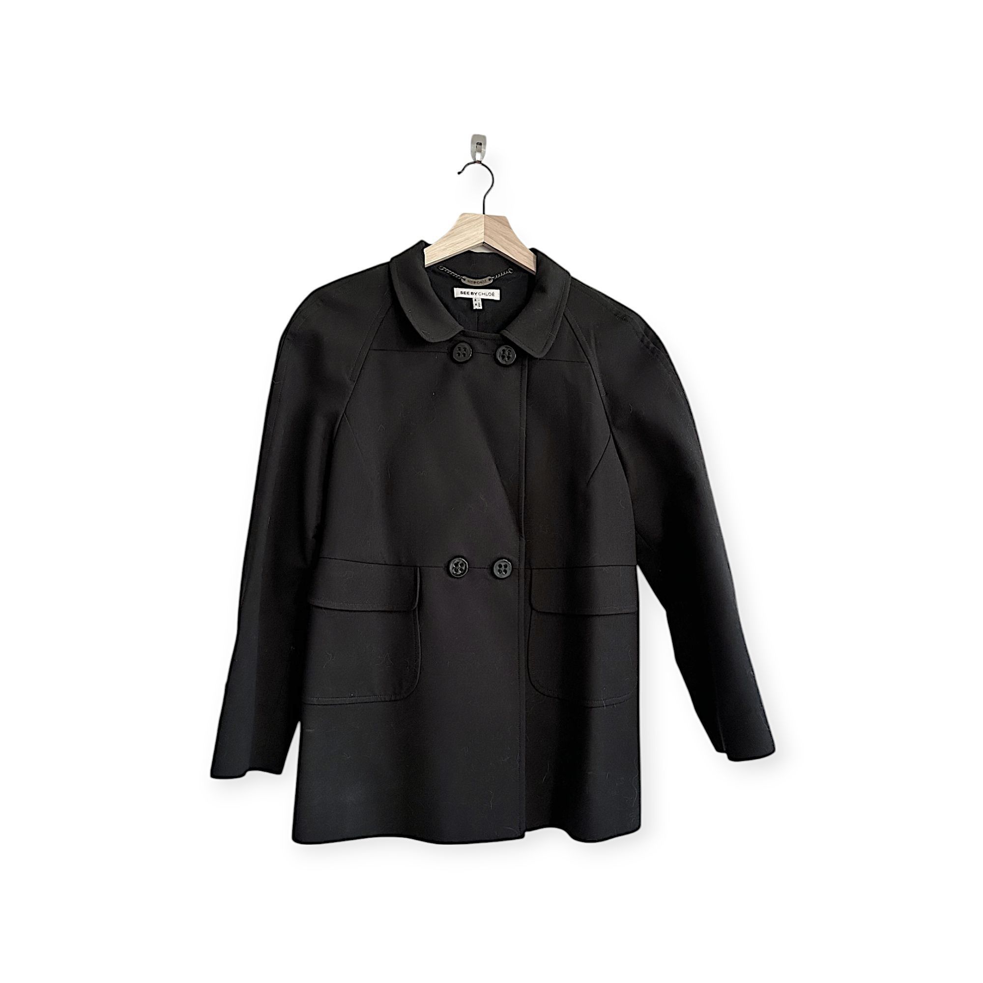 See by Chloe See by Chloe Black Cotton Pea Coat/Jacket, Size US10/Italy 4 Size L / US 10 / IT 46 - 2 Thumbnail