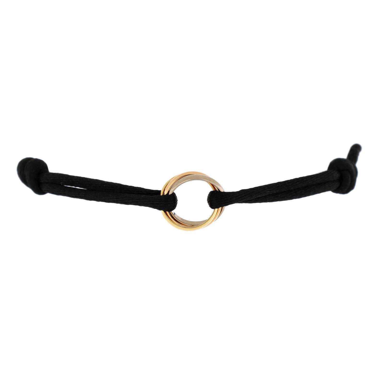 image of Cartier Trinity On Cord Bracelet Silk Cord With 18K Tricolor Gold, Women's