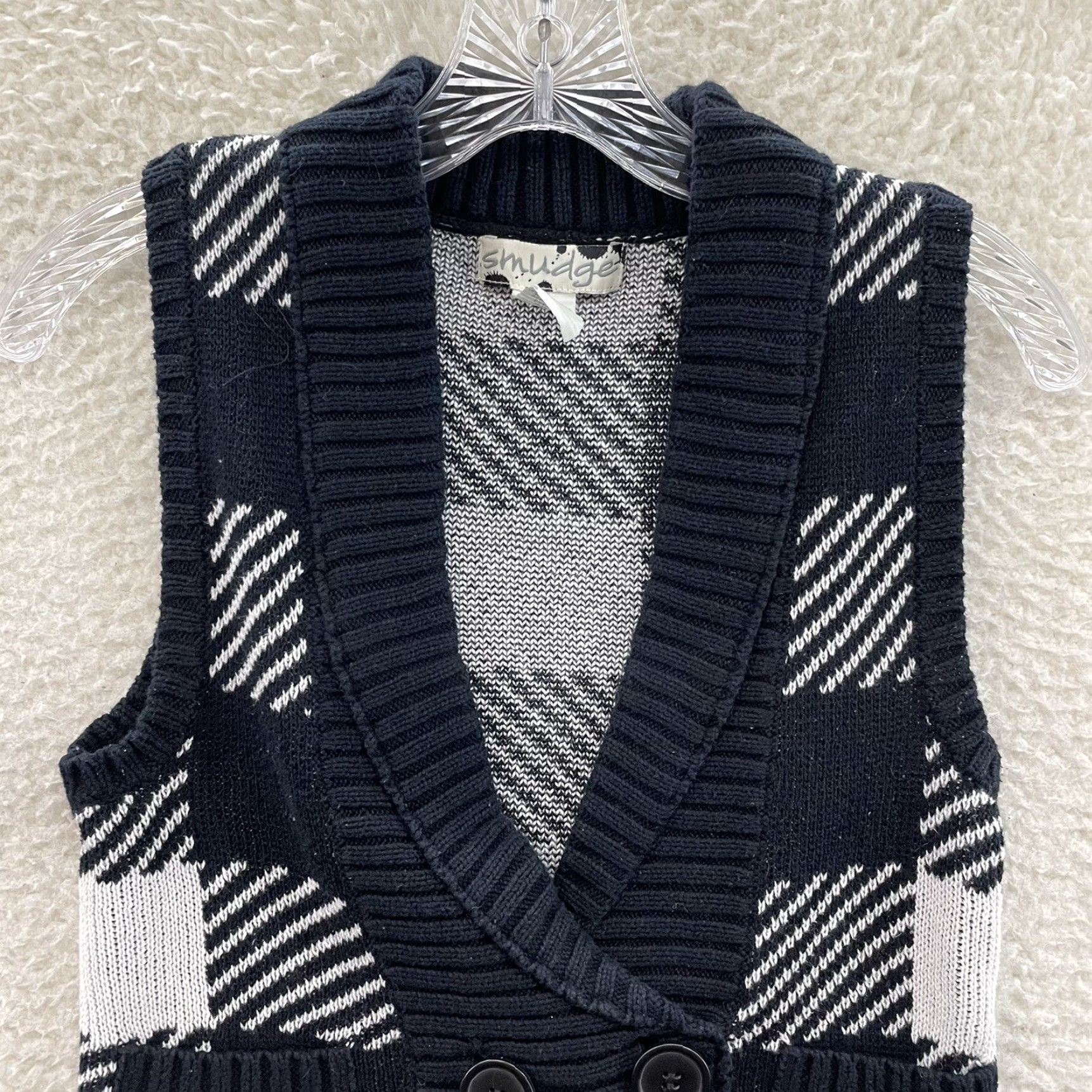 Vintage VINTAGE Smudge Sweater Vest Shirt Womens Small Black White Plaid Knit Preppy Academia Corpcore Y2K Size S / US 4 / IT 40 - 3 Thumbnail