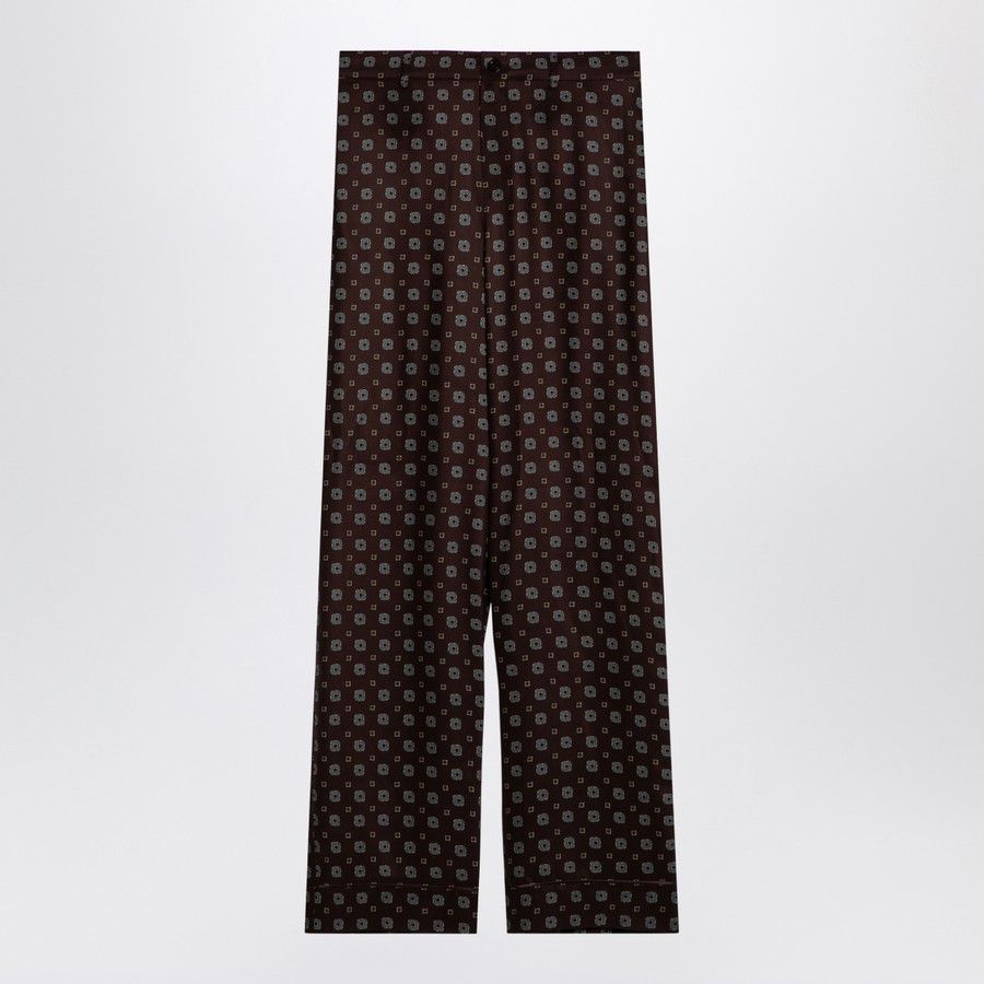 o1d2blof0924 Silk Print Trouser in Brown