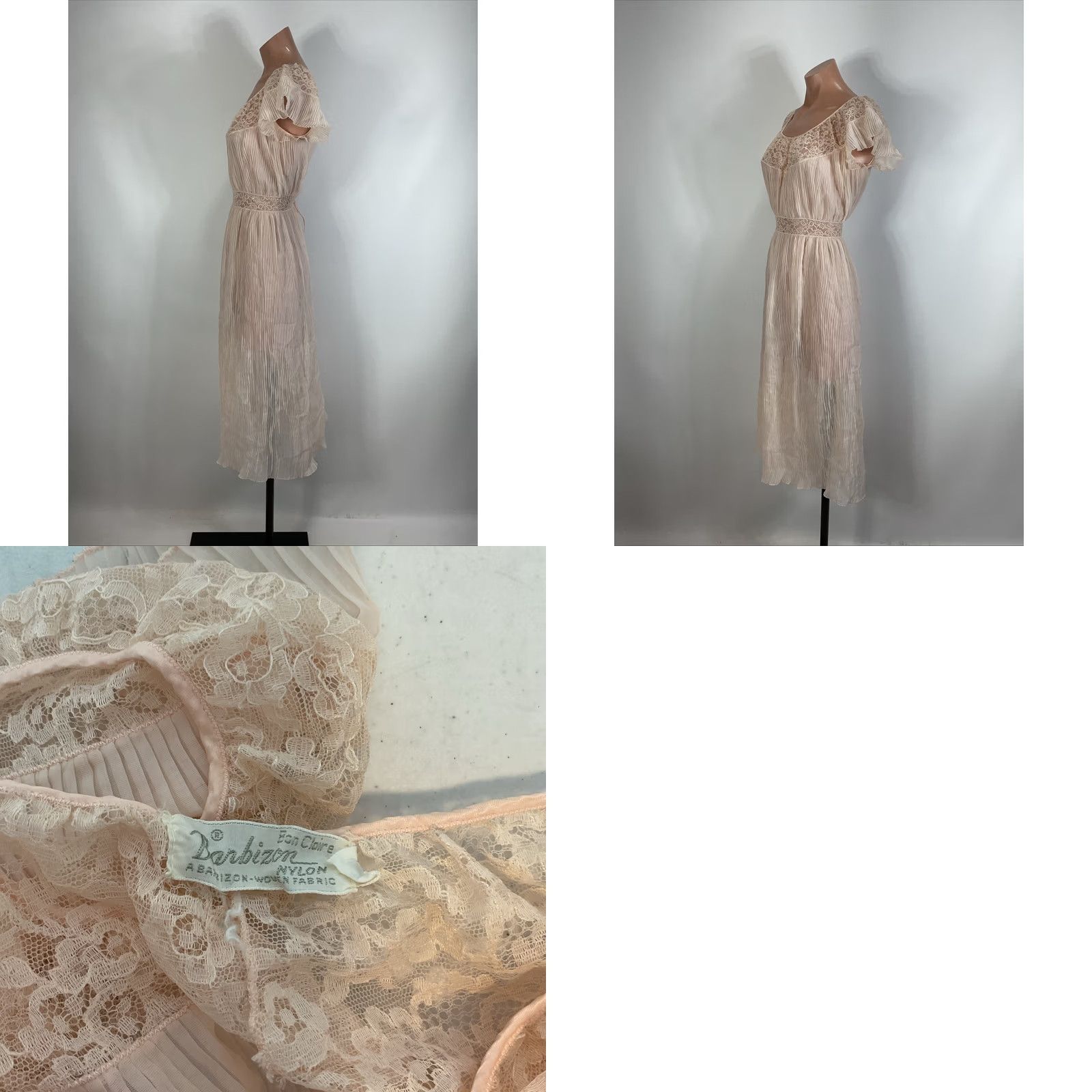 Vintage VINTAGE 40s Pink Crepe Slip Dress Ribbed Lace Gown Cap Sleeve PLUS 18 Barbizon Womens Size XXL / US 16-18 / IT 52-54 - 8 Thumbnail