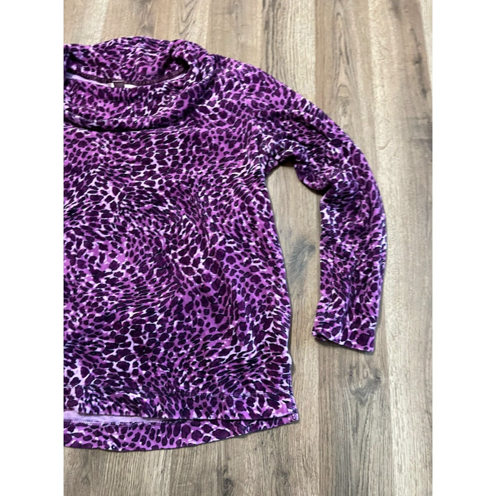 Vintage White Stag Shirt Womens XL Purple Black Cheetah Print Long Sleeve T-Shirt Casual Regular Pullover Round Neck Size XL / US 12-14 / IT 48-50 - 4 Thumbnail