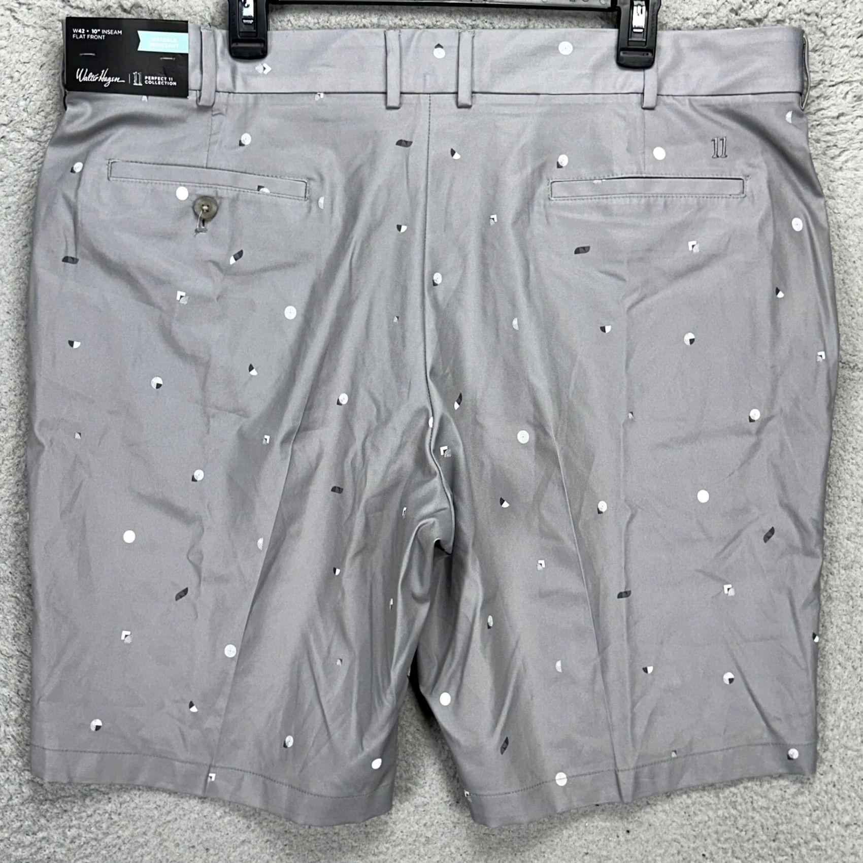 Vintage Walter Hagen Perfect 11 Mens Chino Shorts 42X10 Grey Art Deco Print NEW Size US 42 / EU 58 - 3 Thumbnail