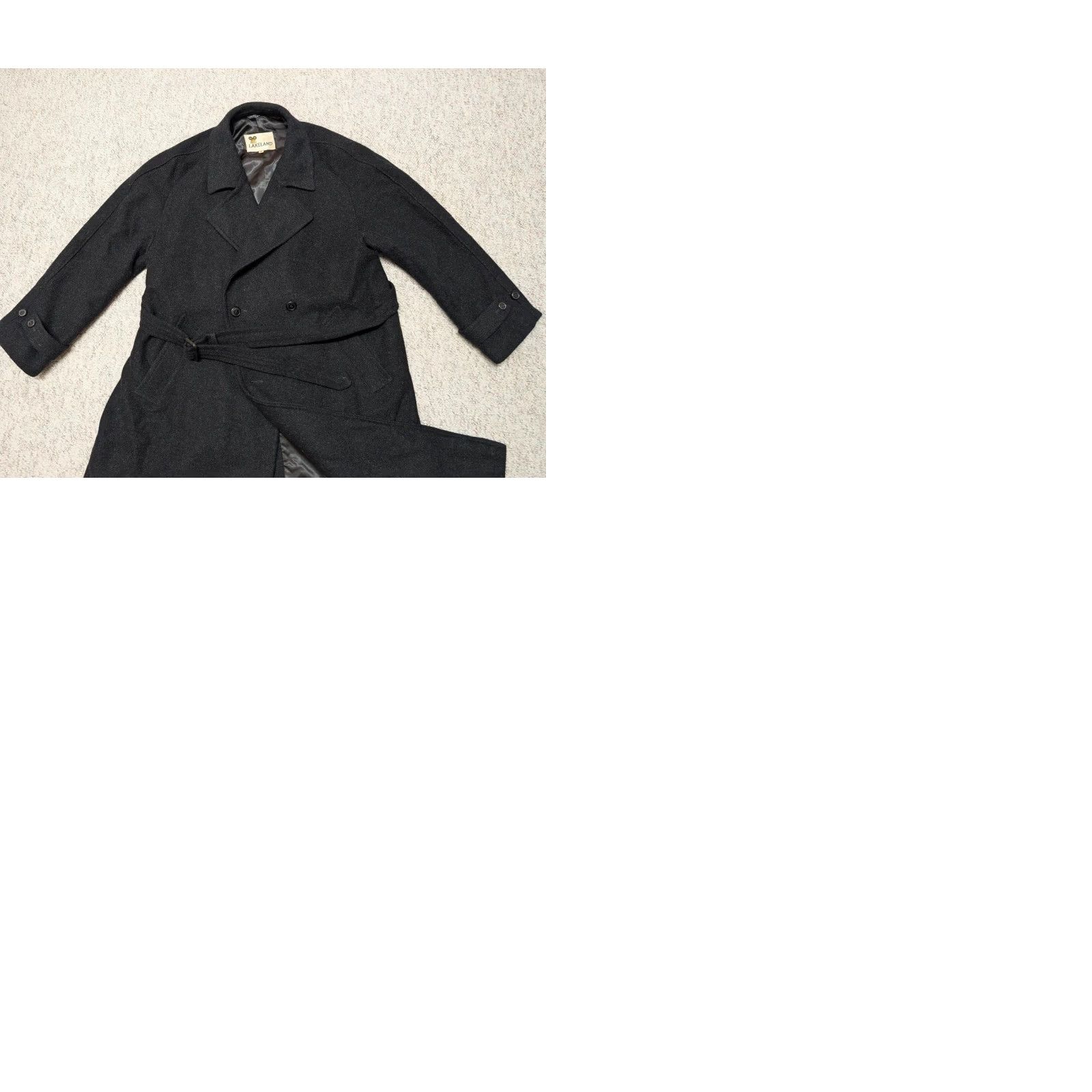 Vintage VINTAGE Lakeland overcoat XL Belted Wool Black Coat Men 46 51" length 37" arms Trench Long Belted Size US XL / EU 56 / 4 - 9 Thumbnail