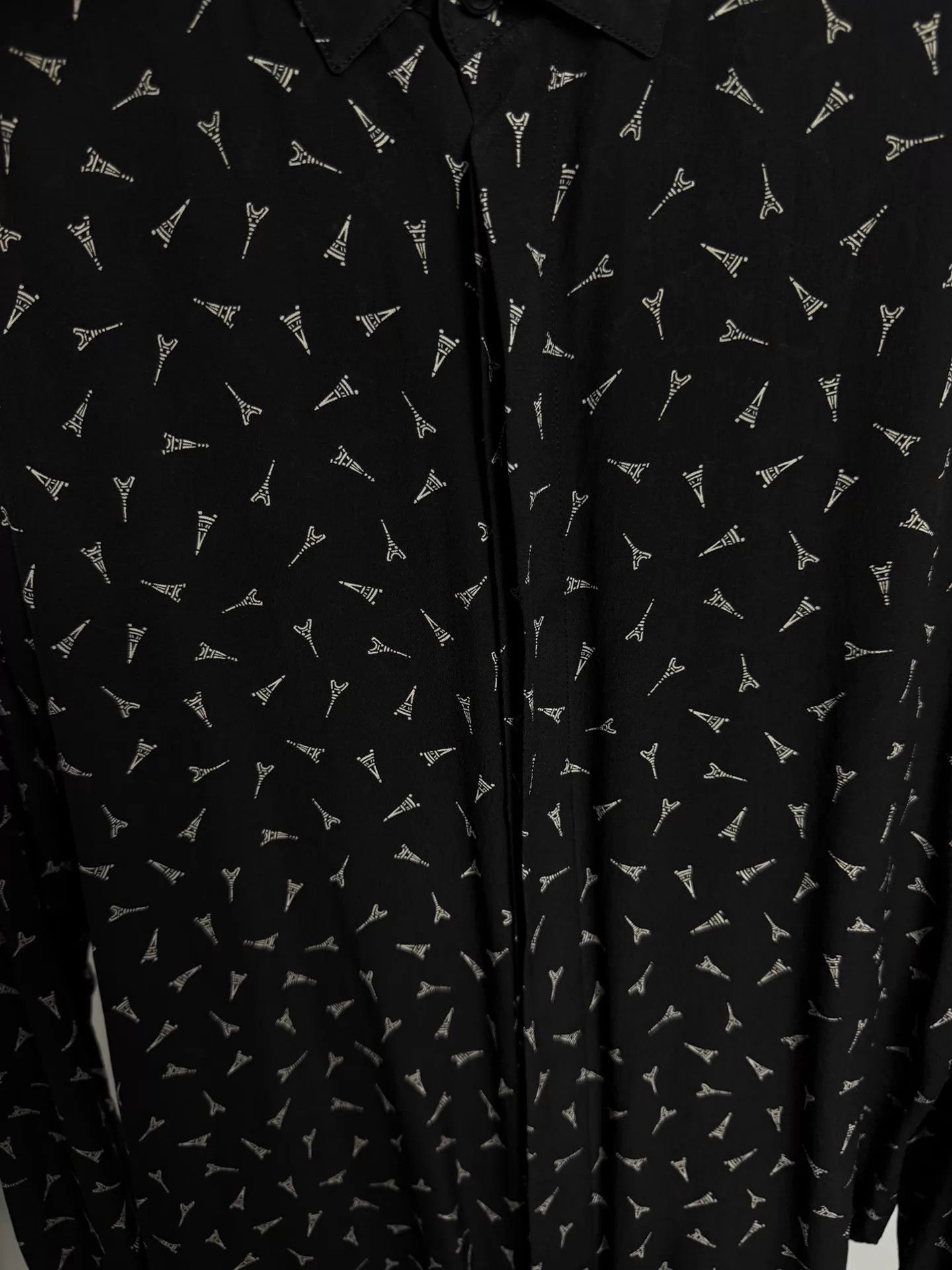 Saint Laurent Paris Saint Laurent SLP 19fw Silk Shirt 38 S Black Eiffel Tower Size US S / EU 44-46 / 1 - 3 Thumbnail