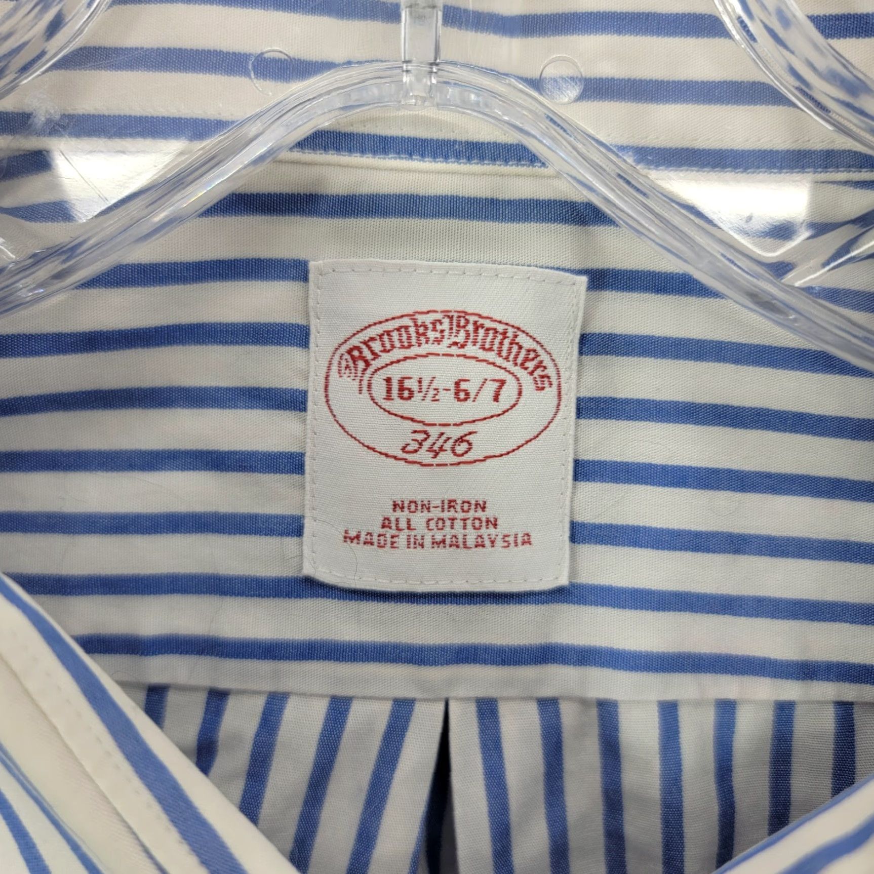 Brooks Brothers BROOKS BROTHERS SHIRT Men 16.5 6/7 Blue White Striped NON IRON Dress Casual Shirt Size US XL / EU 56 / 4 - 2 Thumbnail