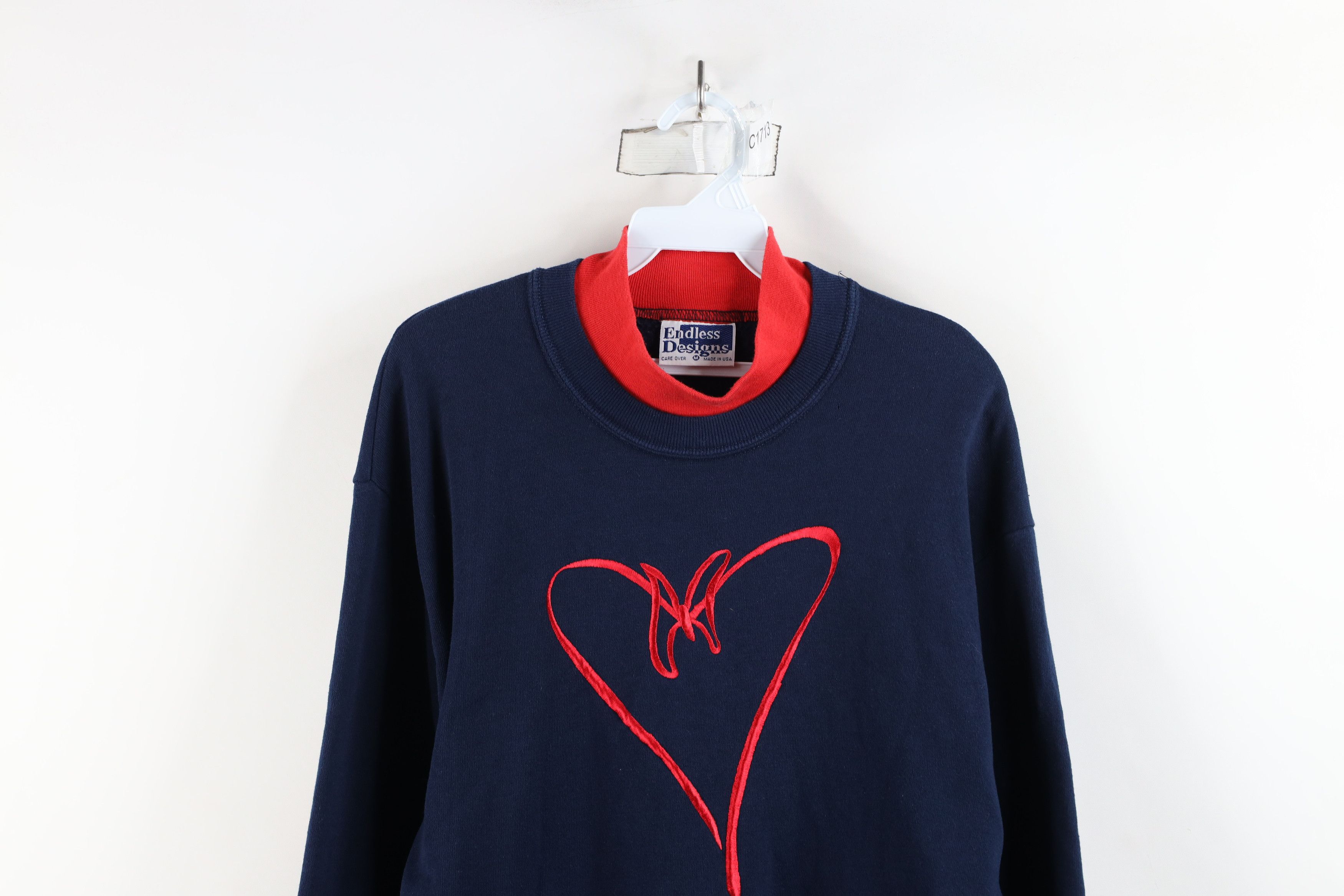 Vintage Vintage 90s Streetwear Heart Bow Tie Layered Sweatshirt USA Size M / US 6-8 / IT 42-44 - 2 Thumbnail