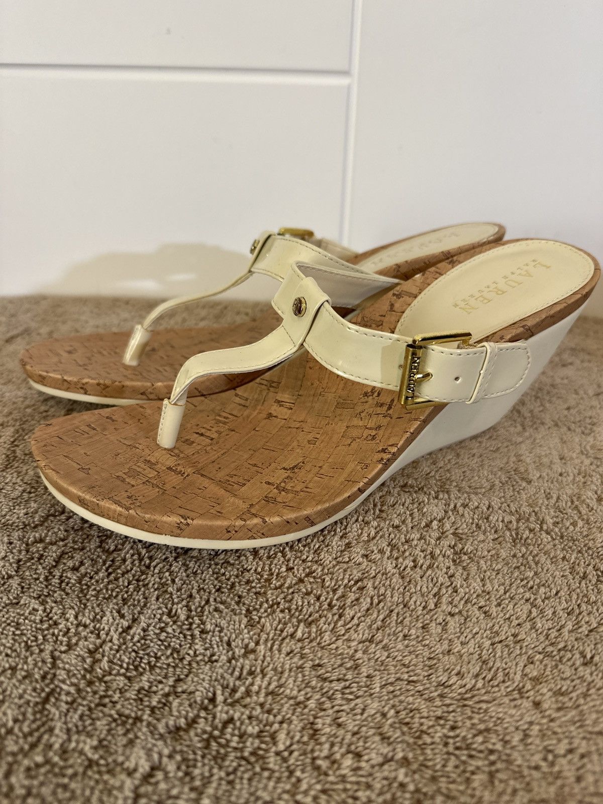 Lauren Ralph Lauren Ralph Lauren Roseanne T-Strap Wedge Sandals Size US 9 / IT 39 - 2 Thumbnail