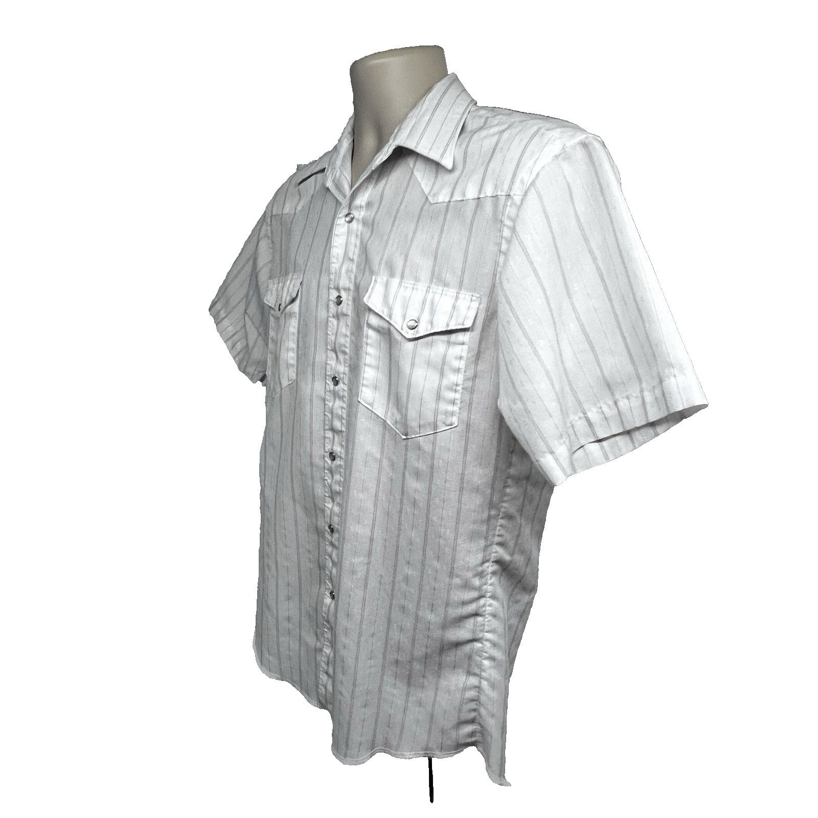 Wrangler Wrangler Cowboy Cut White Striped Pearl Snap Shirt Medium Size US M / EU 48-50 / 2 - 3 Thumbnail