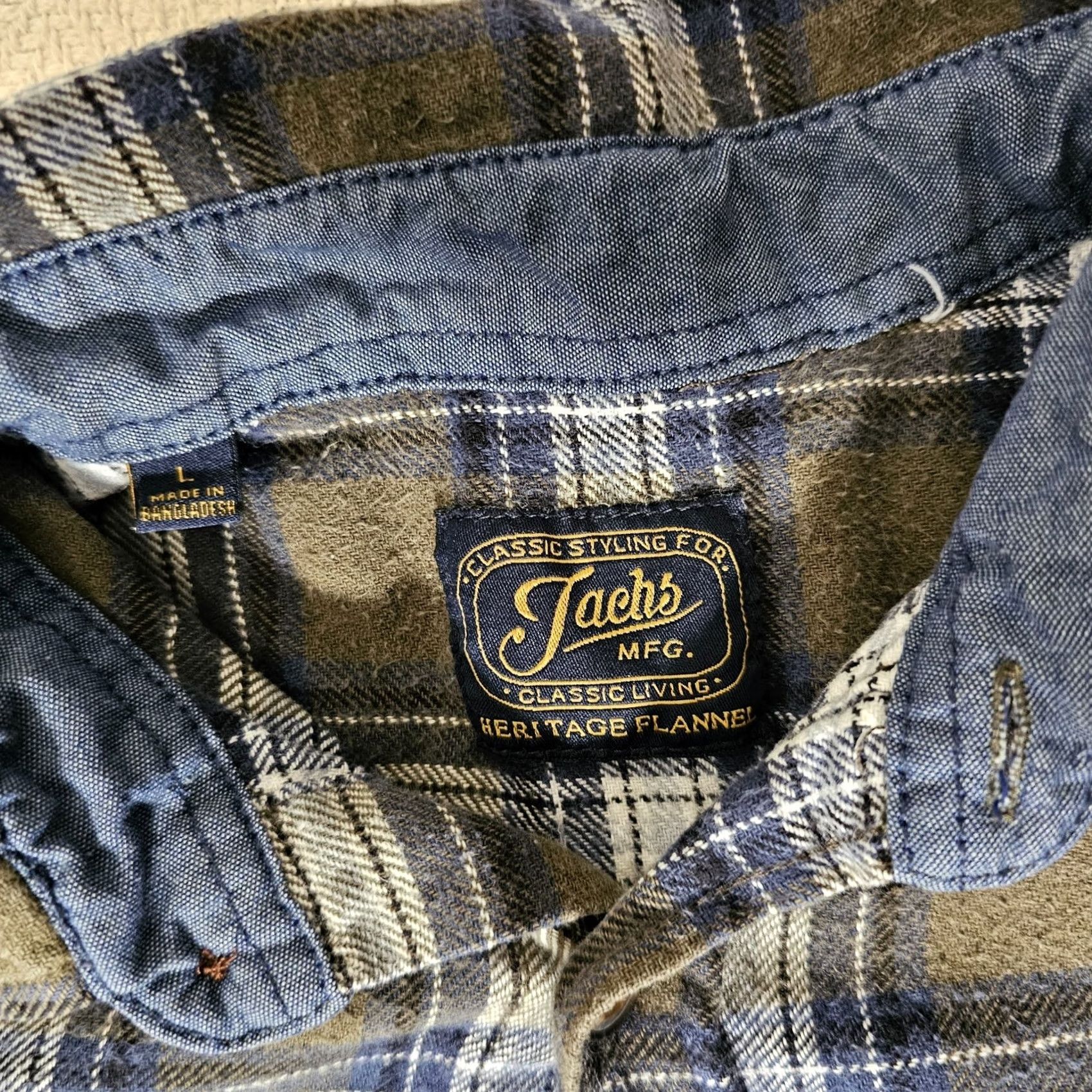 Vintage JACHS Shirt Men's L Green Blue Plaid Flannel Cotton Long Sleeve Button-Up Collar Spread Vintage: No, Regular Fit, 100% Cotton, Logo Size US L / EU 52-54 / 3 - 2 Thumbnail