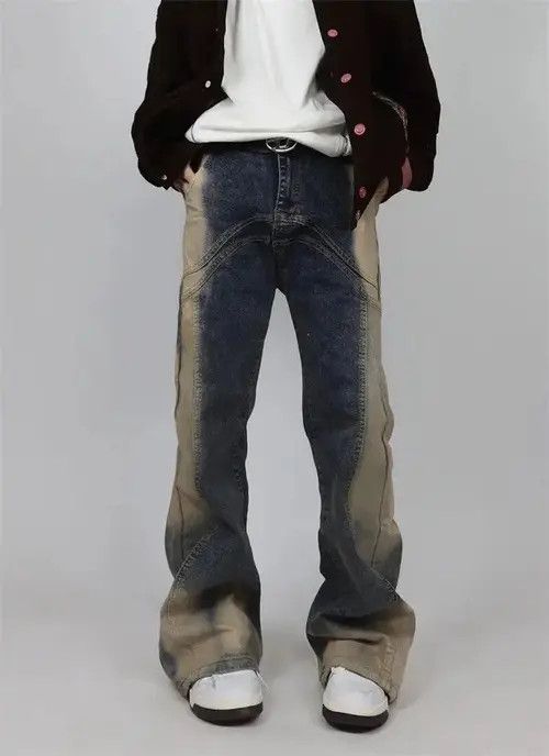 VIBE Men Washable Tie Dyed Flared Baggy Jeans Size US 28 / EU 44 - 1 Thumbnail