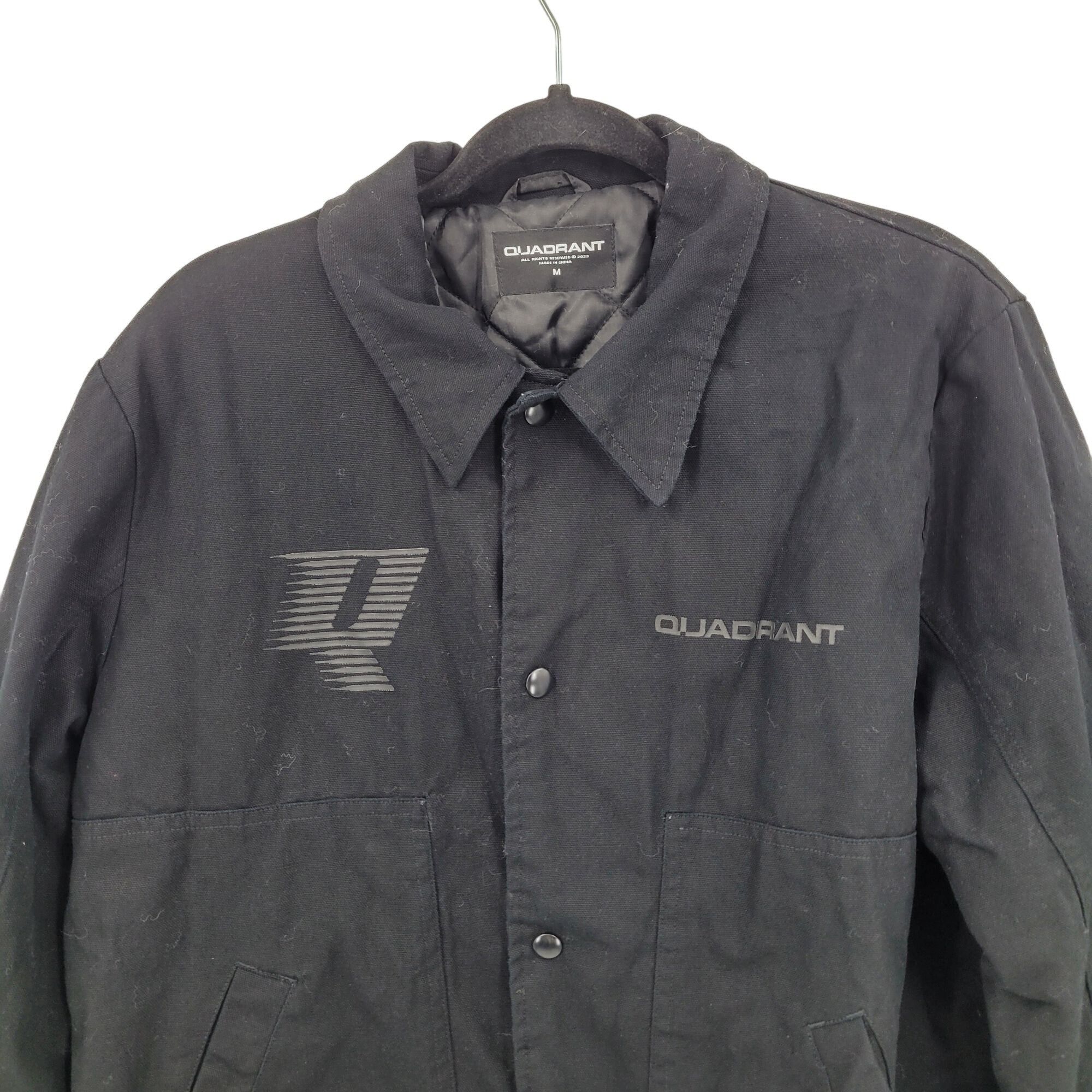 Other Quadrant Mens Black Canvas Logo Jacket M Cotton Barn Bomber Size US M / EU 48-50 / 2 - 4 Thumbnail