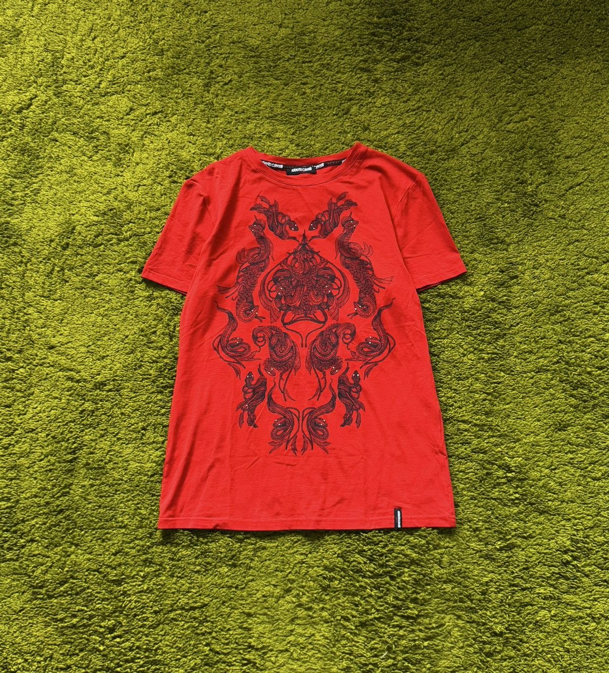 Designer × Just Cavalli × Roberto Cavalli 🐍 Roberto Cavalli Y2K snakes rhinestones pattern t-shirt Size L / US 10 / IT 46 - 1 Thumbnail