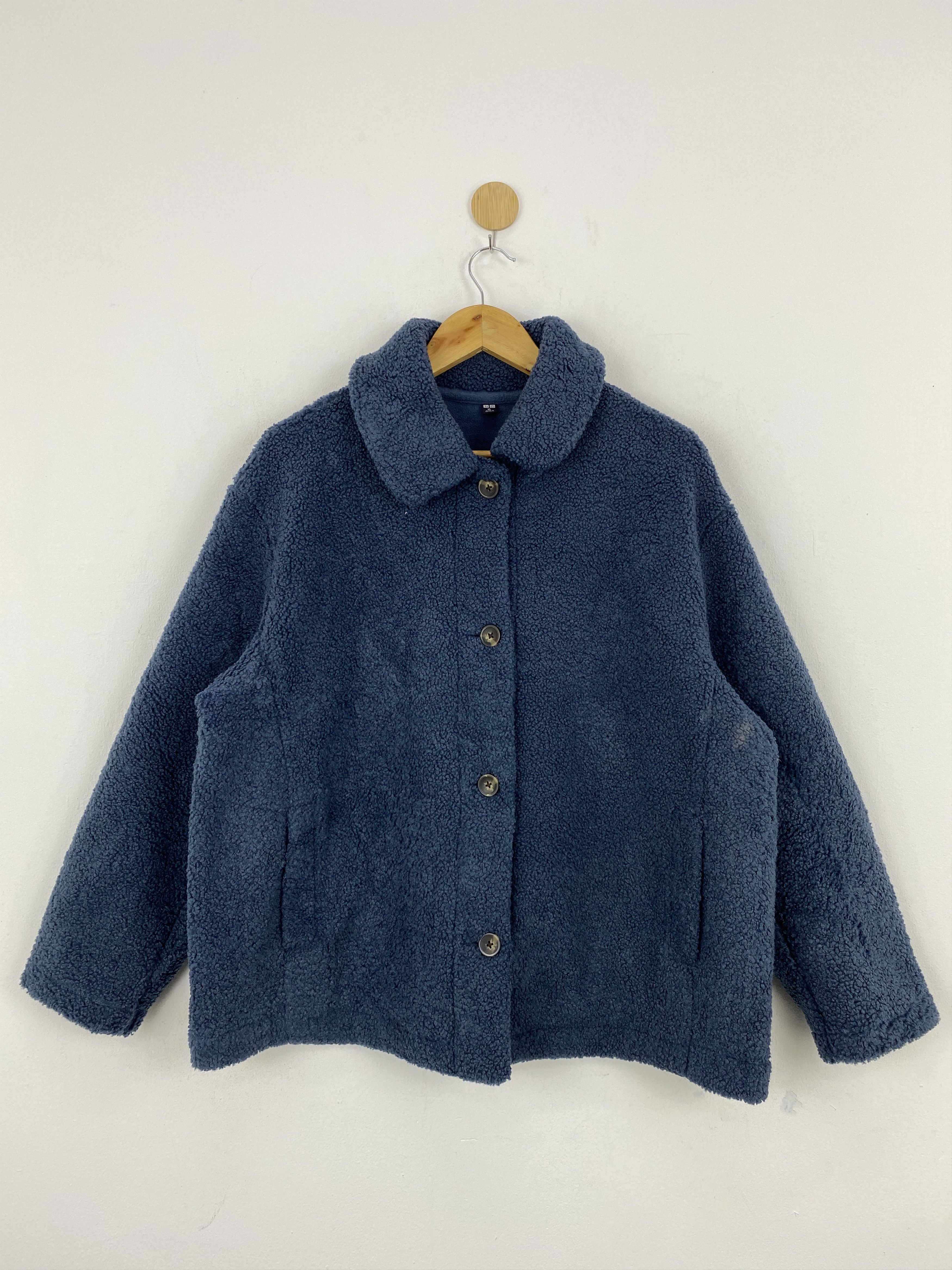 image of Vintage Uniqlo Button Up Sherpa Light Jacket in Blue, Men's (Size XL)