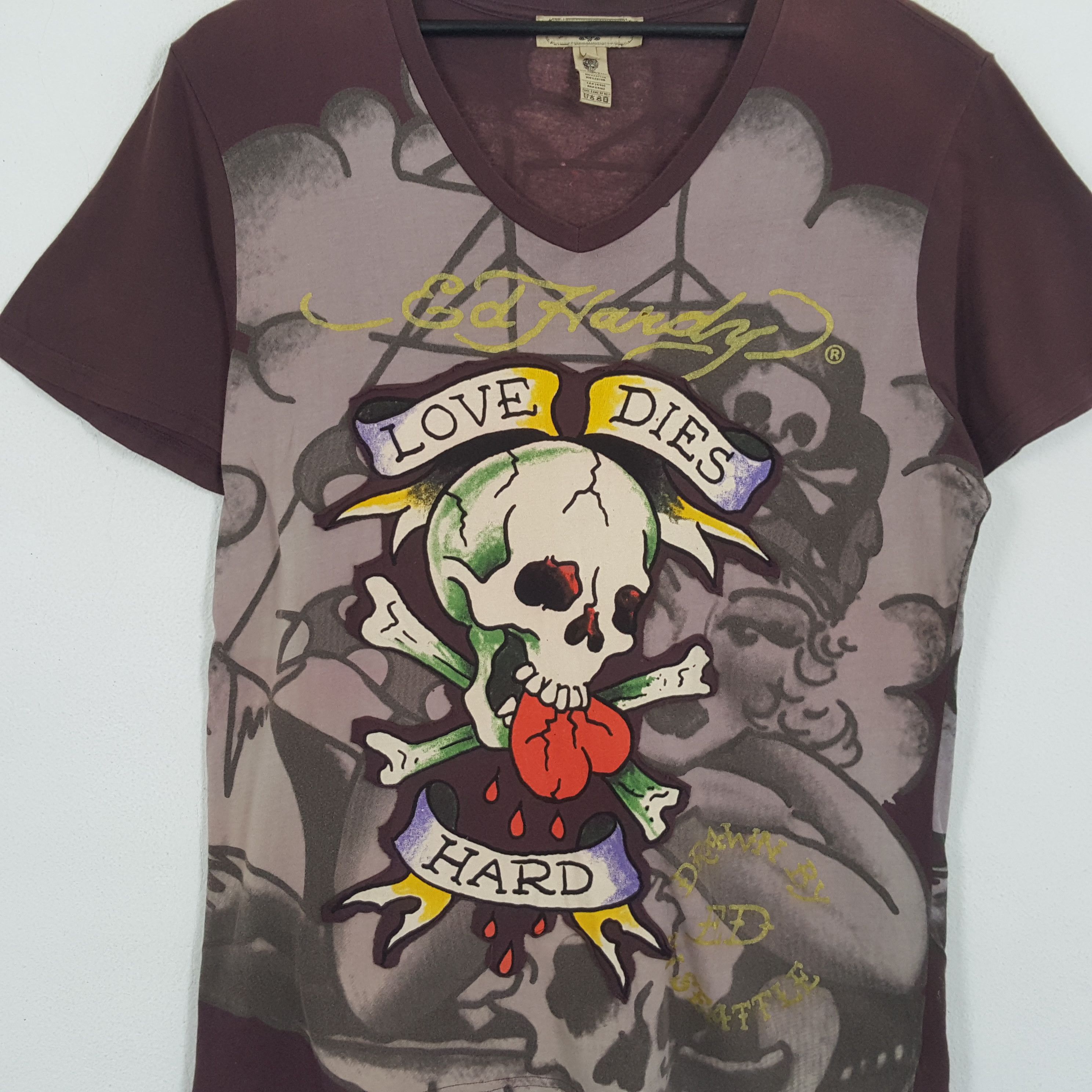 Christian Audigier × Ed Hardy × Vintage ED HARDY Skulls Design Streetwear Skater Tshirt Size US L / EU 52-54 / 3 - 2 Thumbnail
