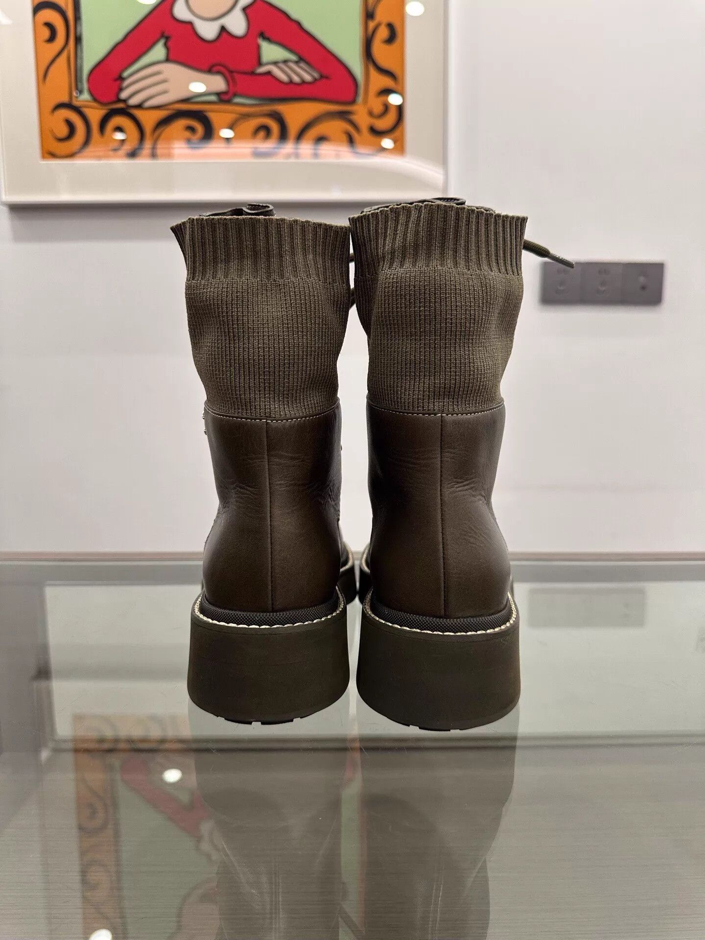 Chanel Chanel Women's Military Green Platform Ankle Boots 36.5 Size US 6 / IT 36 - 5 Thumbnail