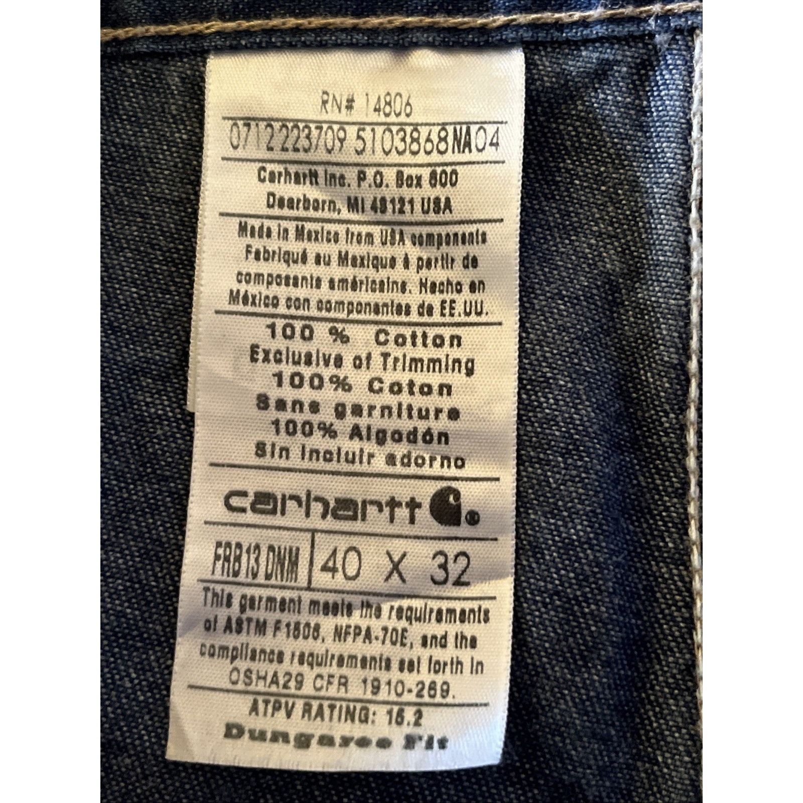 Carhartt Carhartt Flame Resist Jeans Men’s 38x32 Denim Blue Dark Wash Size US 38 / EU 54 - 9 Thumbnail