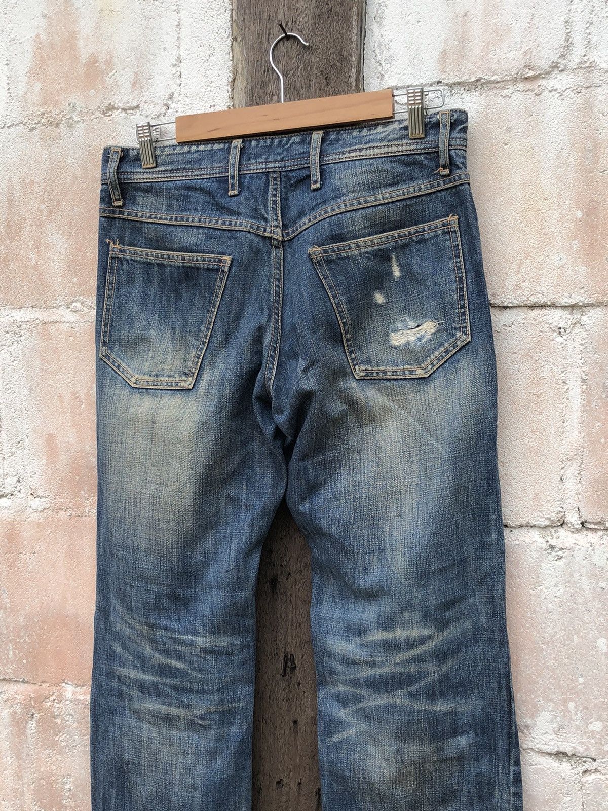 Japanese Brand Rage Blue Jeans Destress Denim Size US 31 - 10 Thumbnail