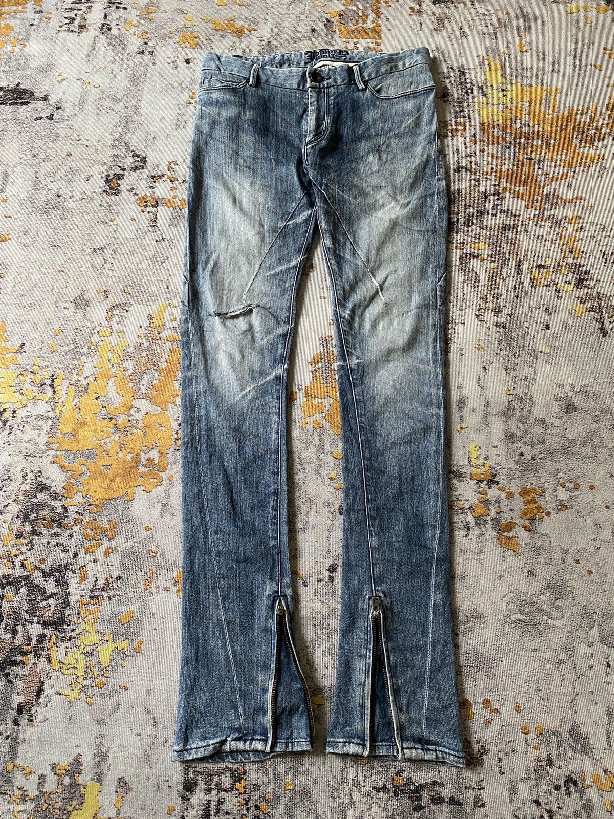 Japanese Brand Johnny Wolf Faded Blue Distressed Rick Owens Style Jeans Size US 30 / EU 46 - 6 Thumbnail