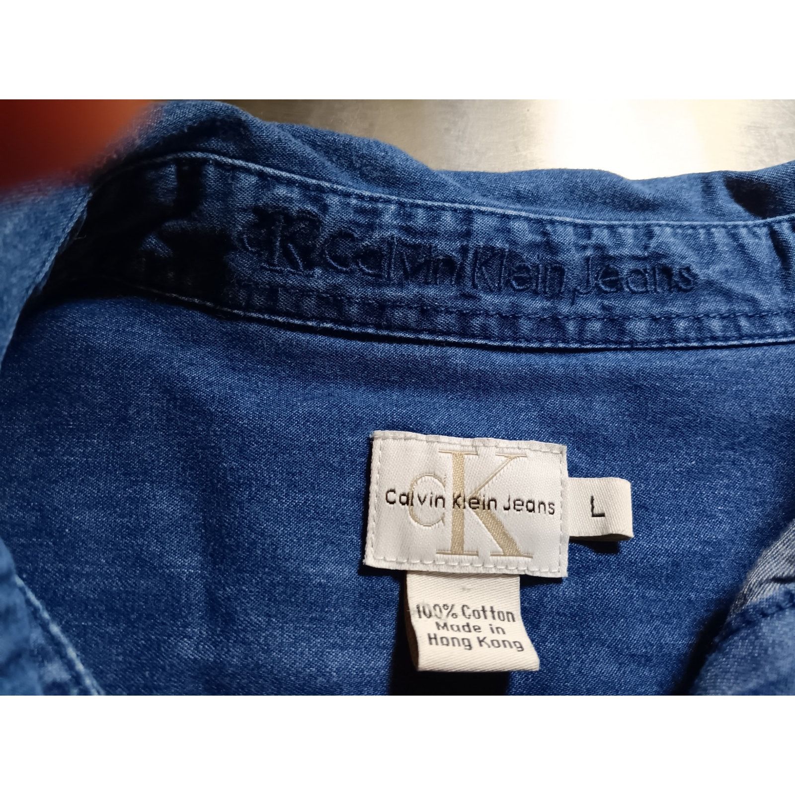 Calvin Klein Calvin Klein Blue Button-Up Men's Large Shirt Size US L / EU 52-54 / 3 - 3 Thumbnail