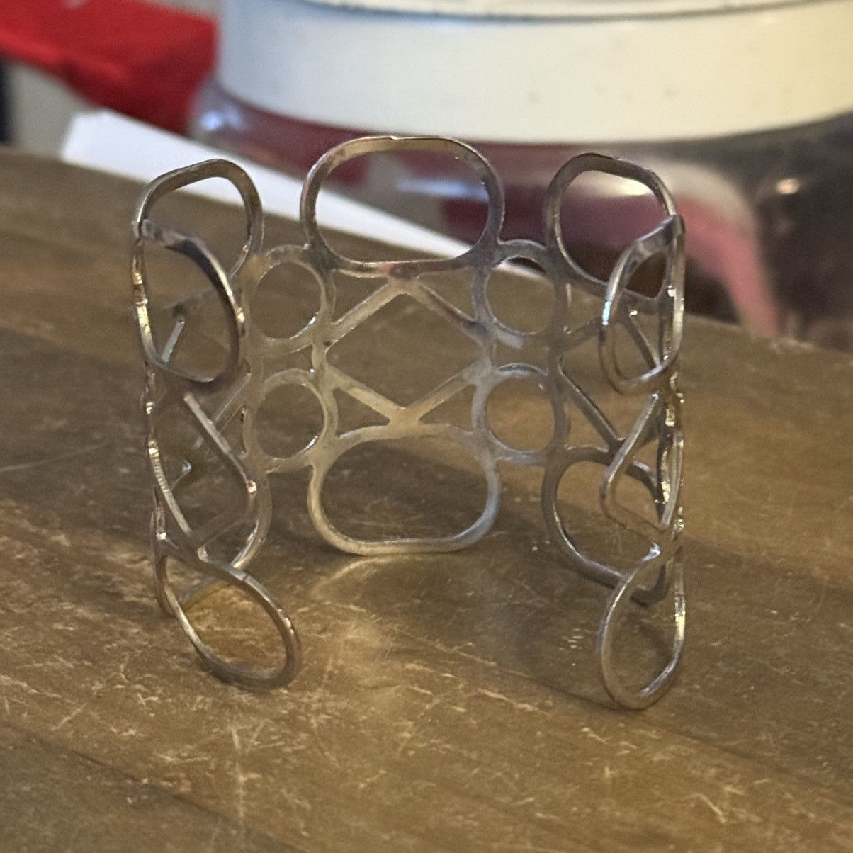 Other Silver tone wide geometric cutout cuff bangle bracelet Size ONE SIZE - 4 Thumbnail