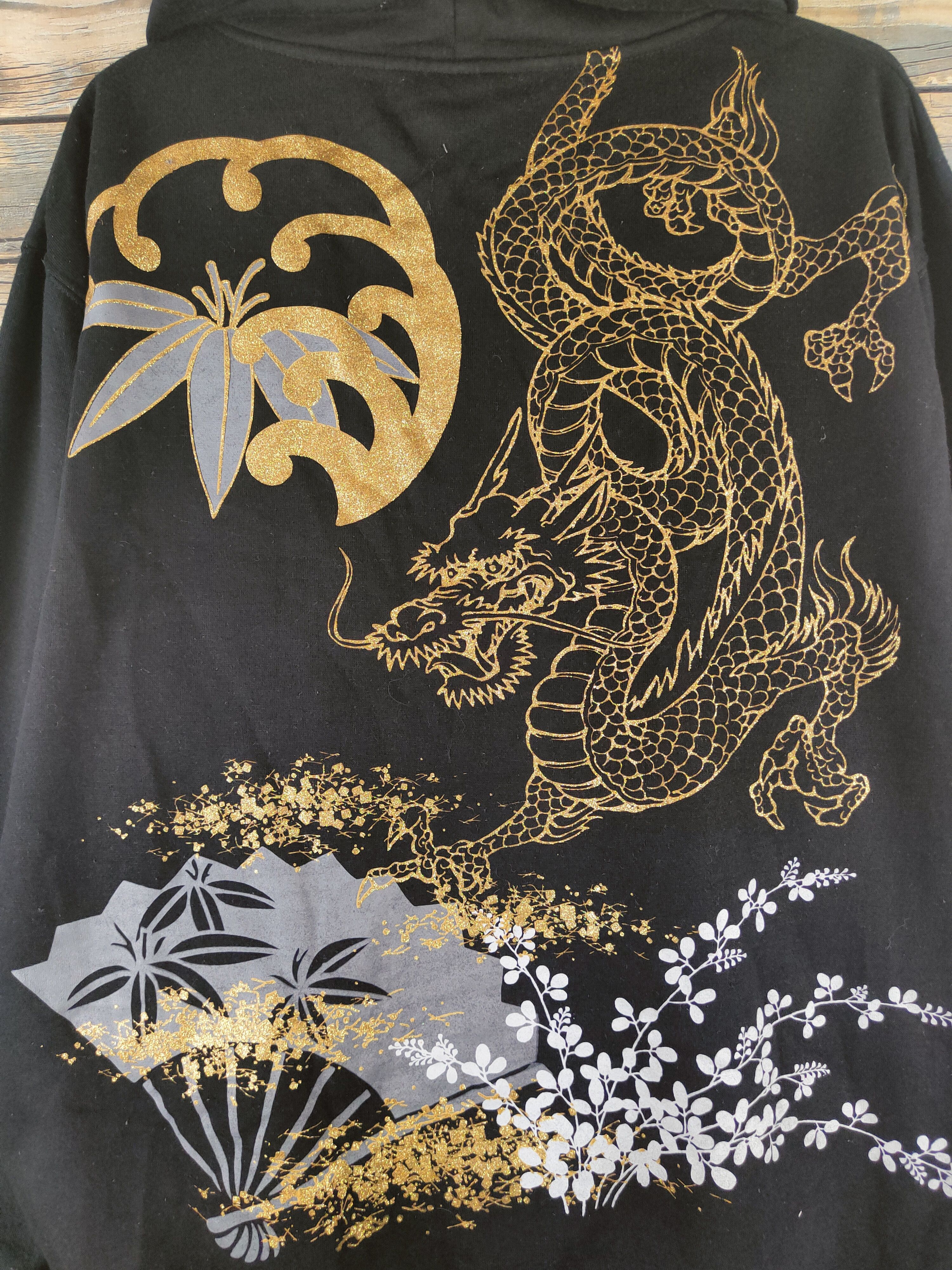 Japanese Brand DL Just Well dragon japan Black Hoodie Sweaters #46-036 Size US XL / EU 56 / 4 - 8 Thumbnail