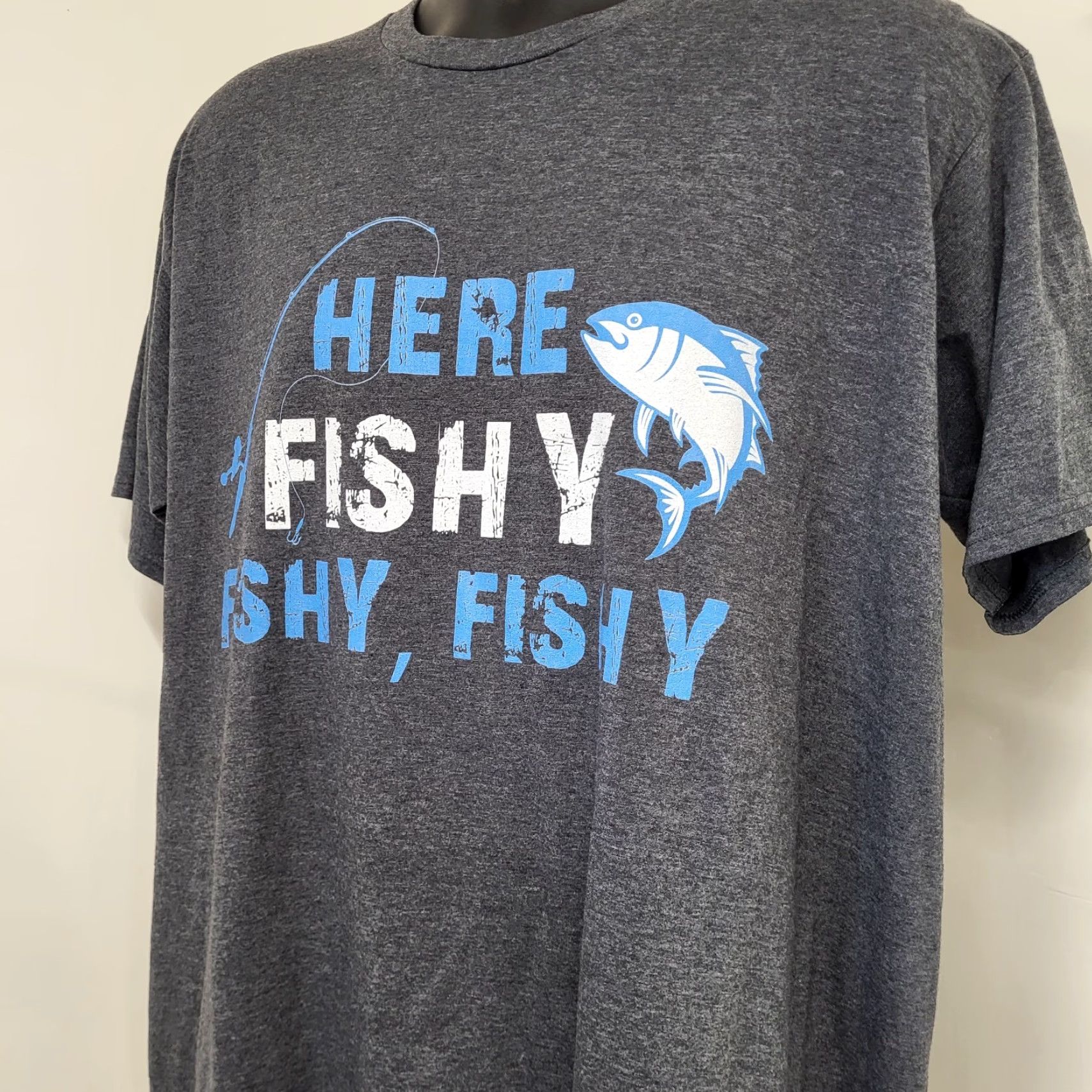 Port & Company Here Fishy Fishy Fishy Tshirt Men's Size XL Trout Funny Fishing Fisherman Bass Size US XL / EU 56 / 4 - 3 Thumbnail