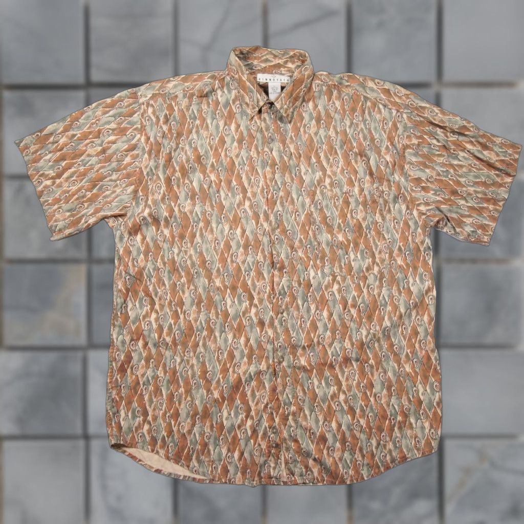 Vintage Vintage Rinnovato Men's Shirt Short Sleeve Silk Paisley Brown Large Apparel Size US L / EU 52-54 / 3 - 1 Thumbnail