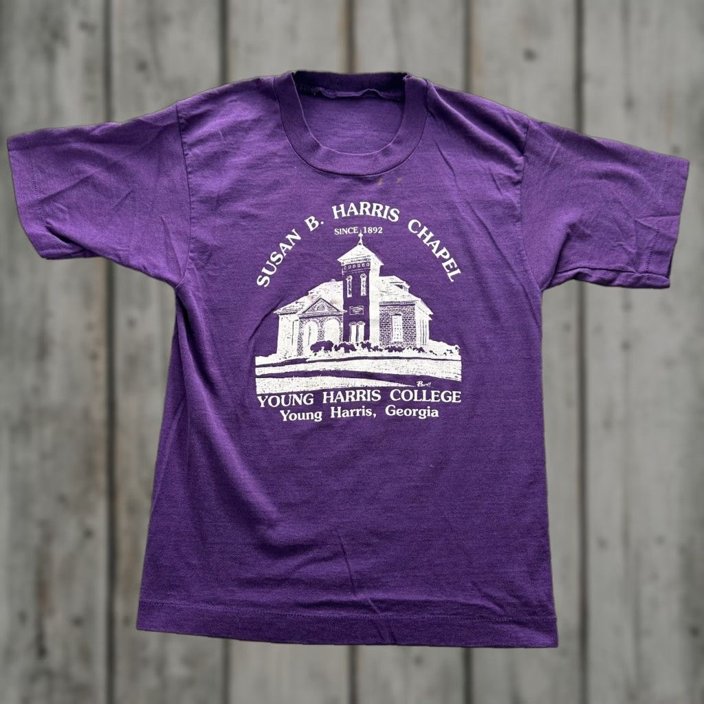Vintage VINTAGE Susan B Harris Chapel College Shirt Mens Medium Purple Graphic Print Crew Neck 1892 Young Harris College Size US M / EU 48-50 / 2 - 1 Thumbnail