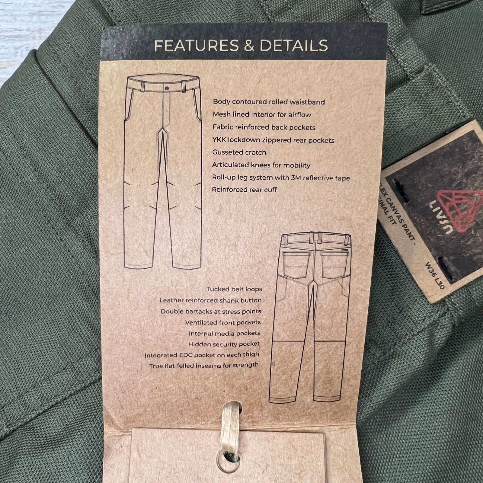 Other LIVSN Flex Canvas Utility Pants Olive Original Fit 36x30 Size US 36 / EU 52 - 14 Thumbnail